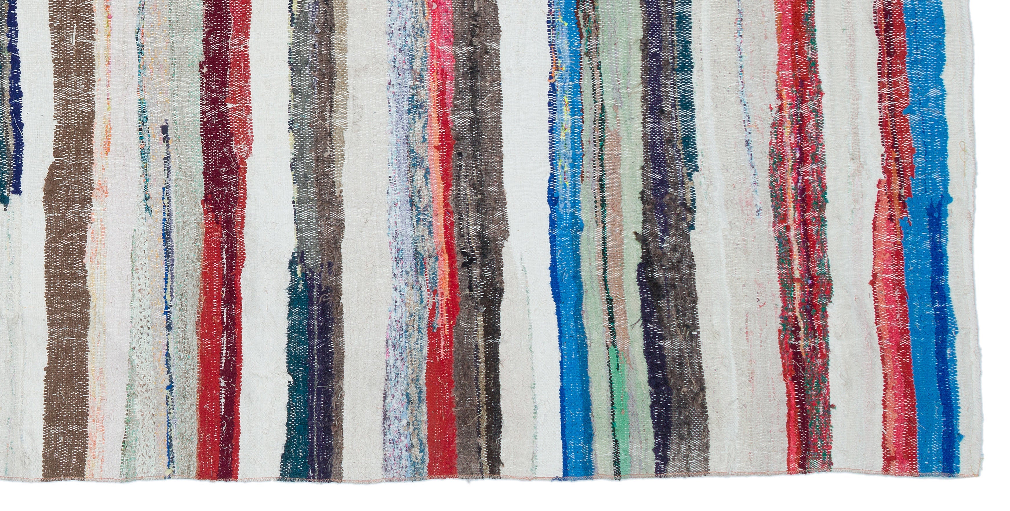 Girit Beige Striped Wool Handmade Area Rug 5'1" x 10'4"