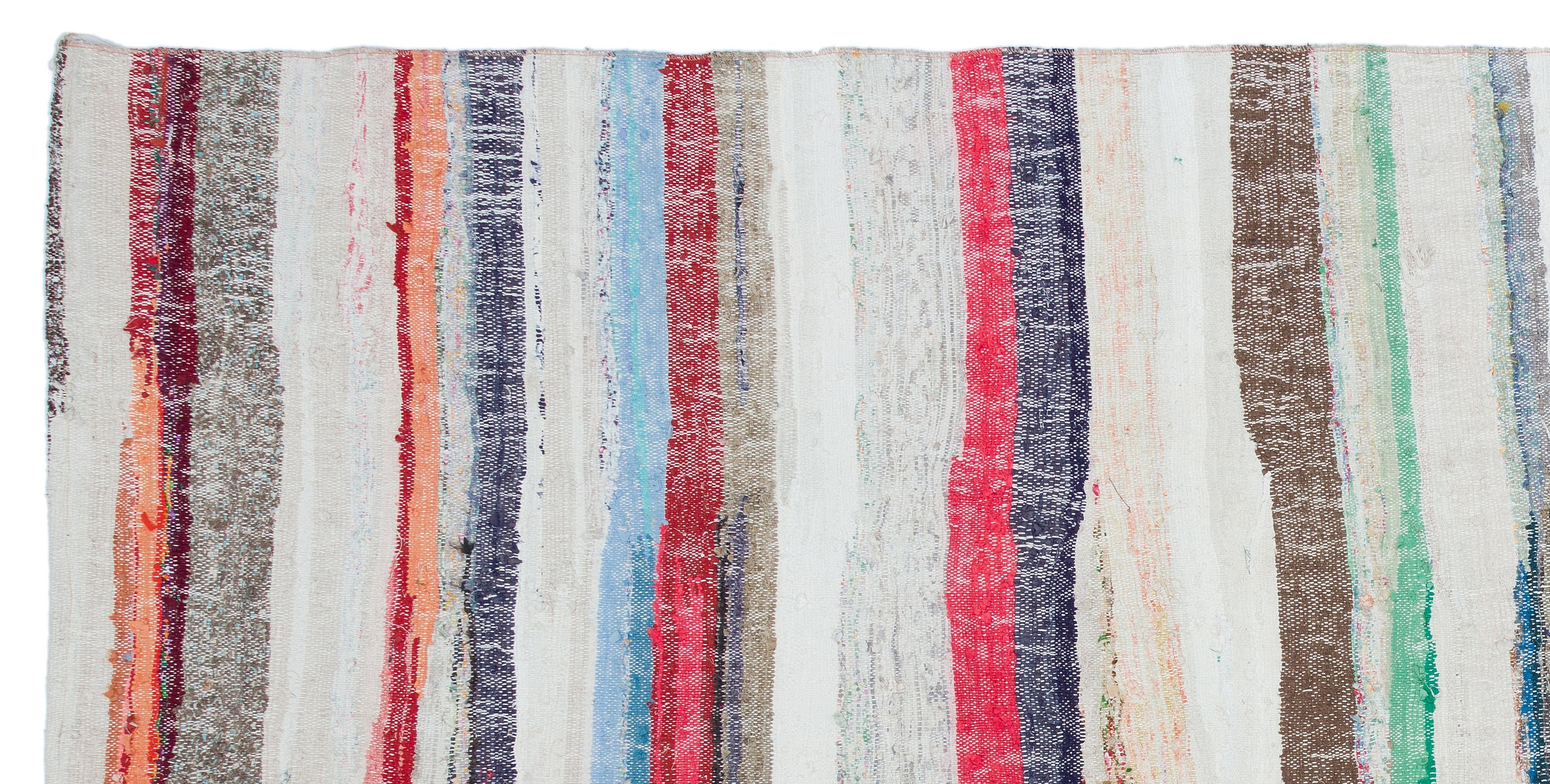Girit Beige Striped Wool Handmade Area Rug 5'1" x 10'4"