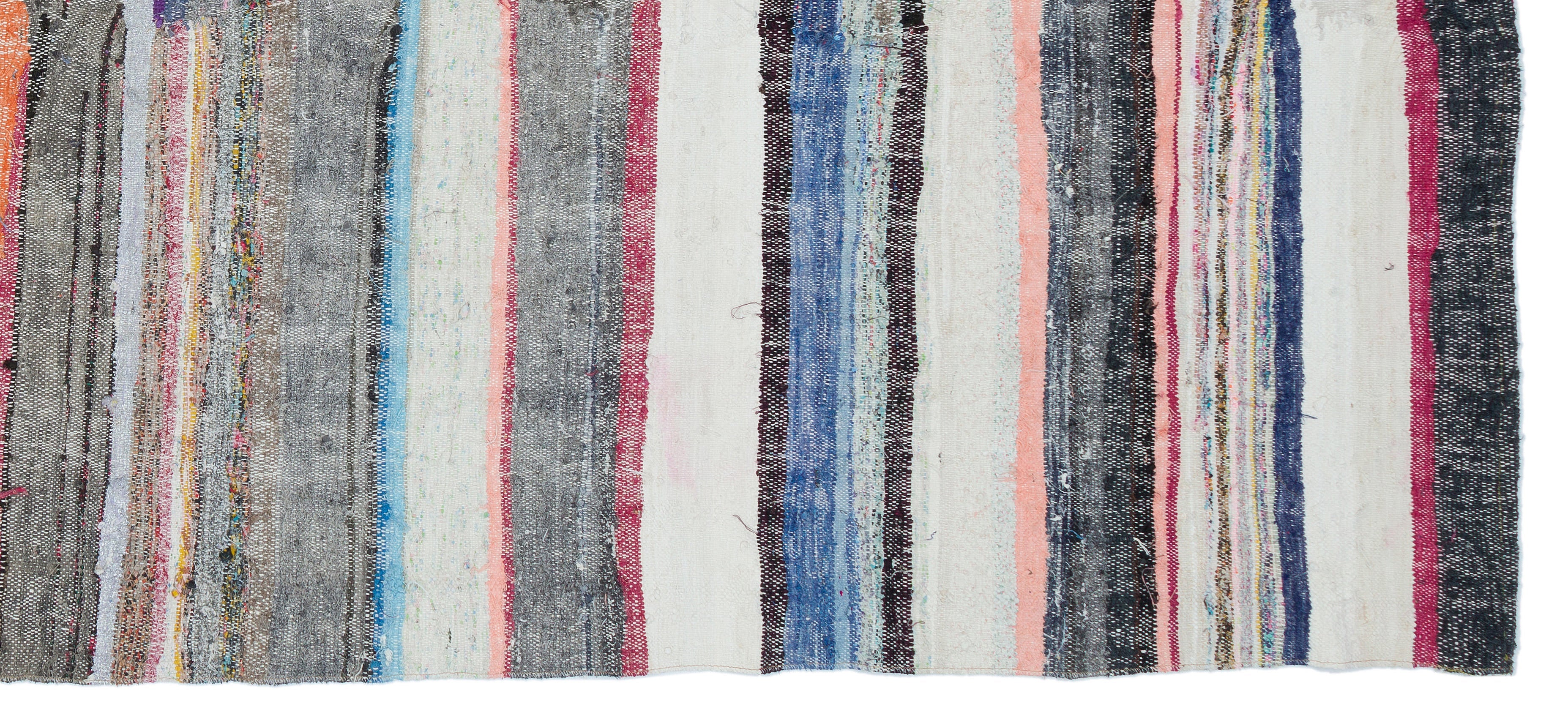 Girit Beige Striped Wool Handmade Area Rug 5'5" x 9'11"