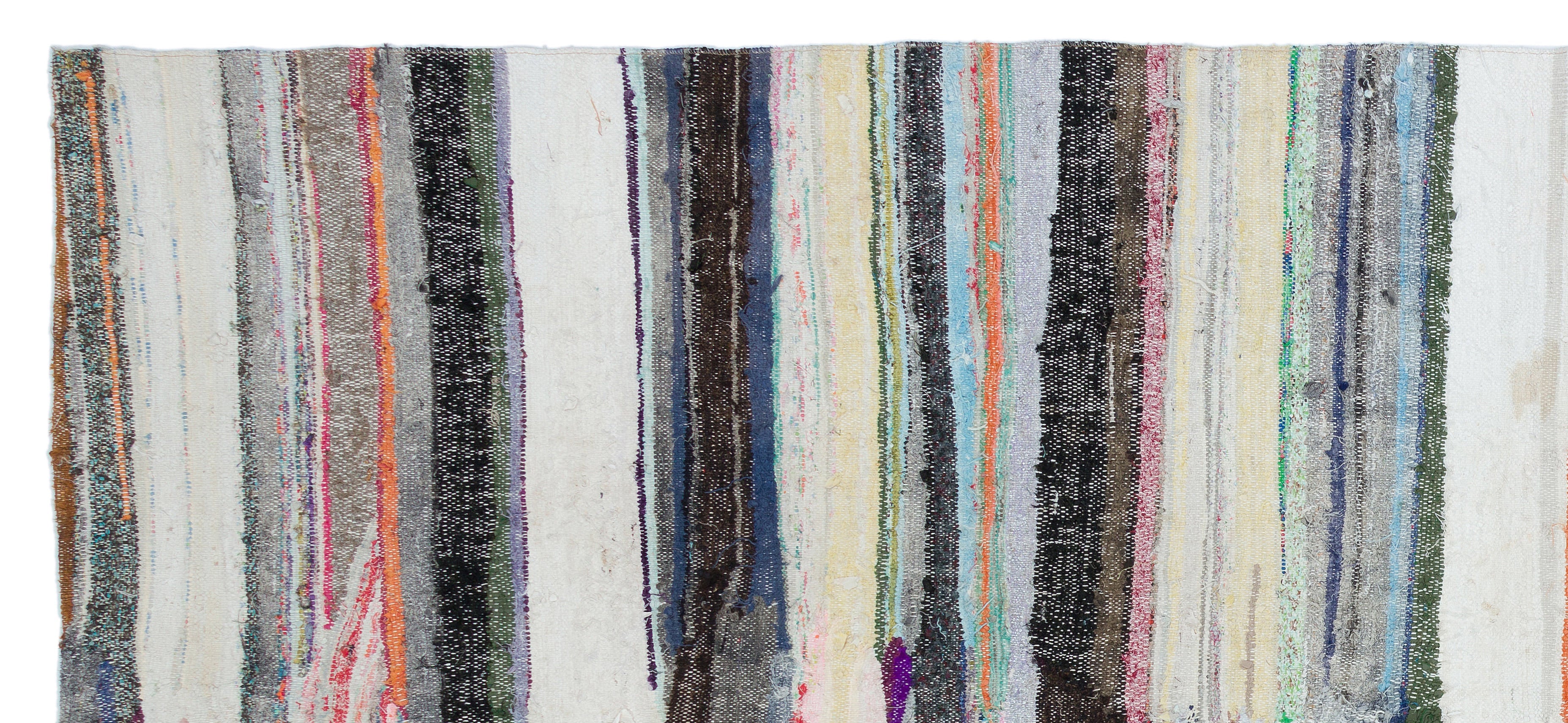 Girit Beige Striped Wool Handmade Area Rug 5'5" x 9'11"