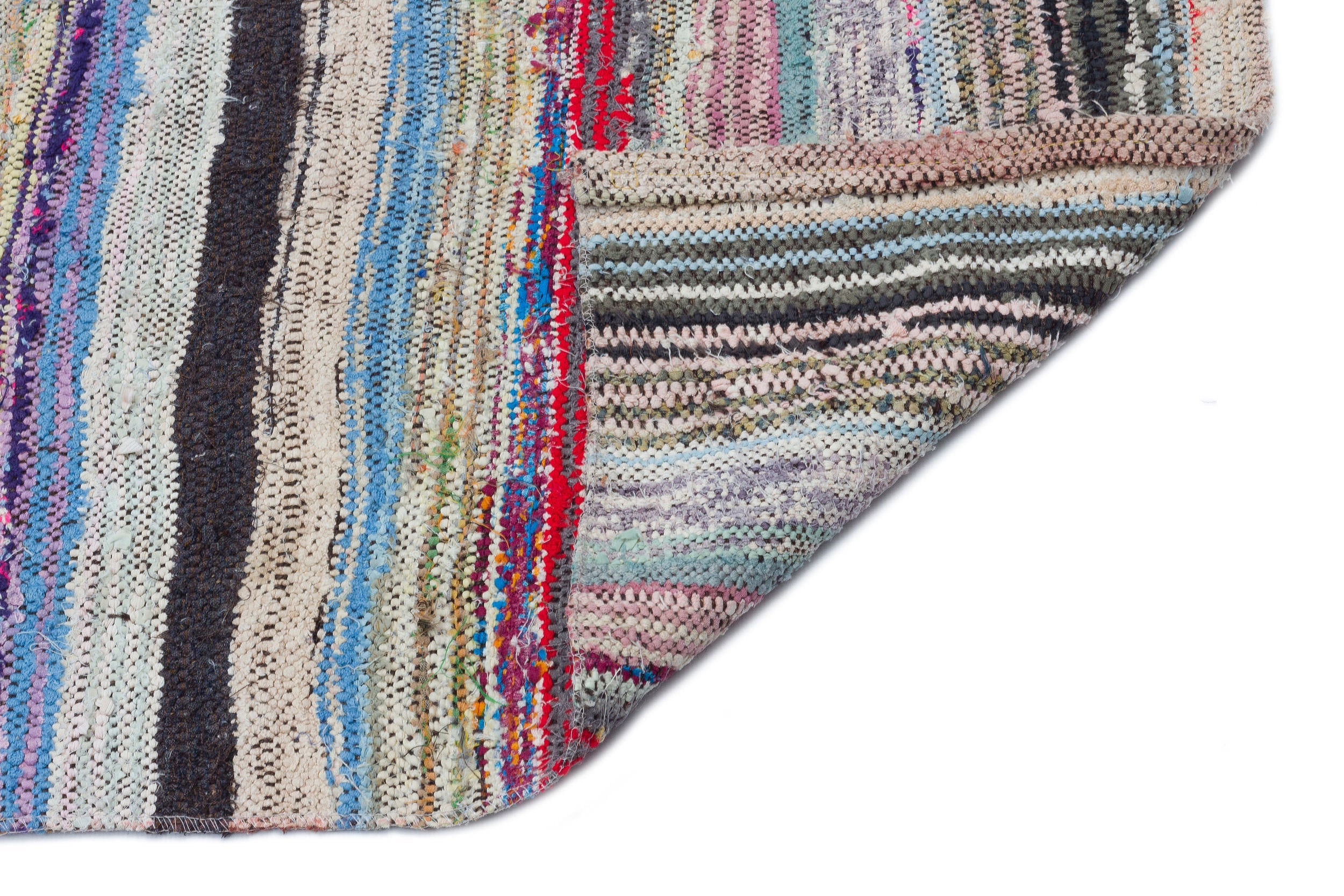 Girit Beige Striped Wool Handmade Area Rug 6'1" x 9'1"