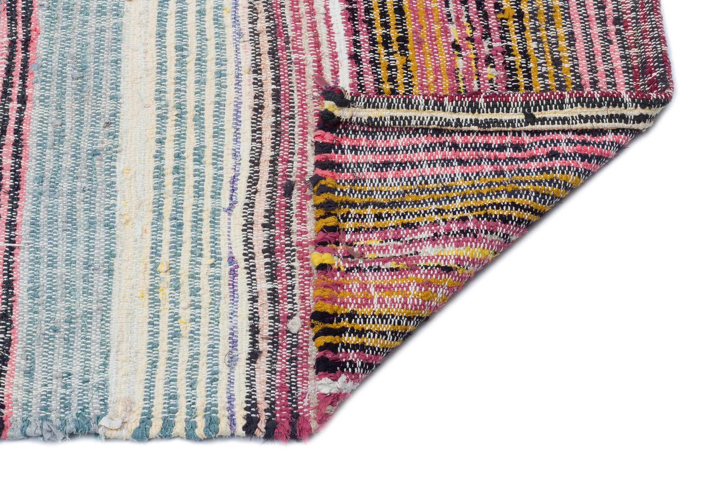 Girit Beige Striped Wool Handmade Area Rug 6'3" x 9'1"