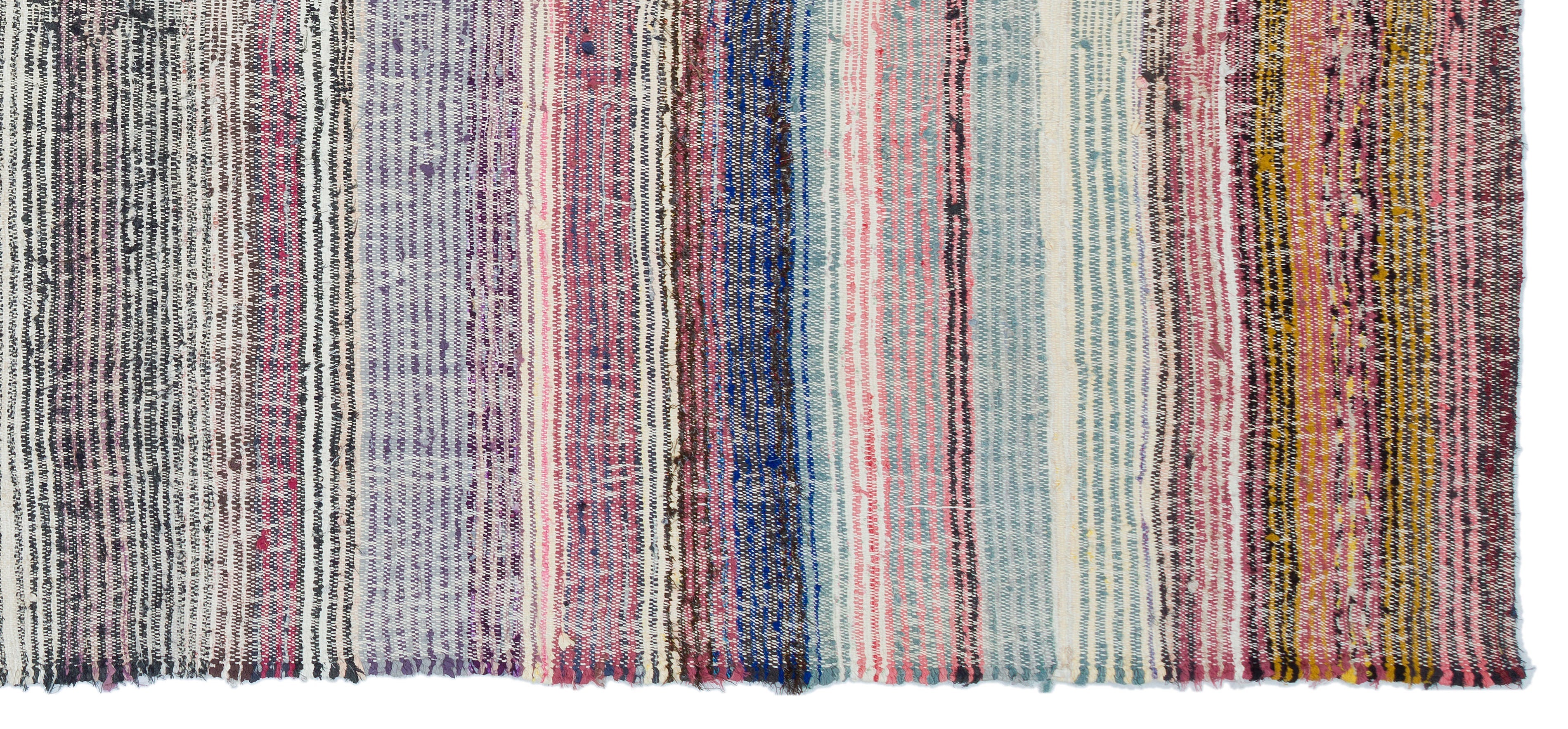 Girit Beige Striped Wool Handmade Area Rug 6'3" x 9'1"