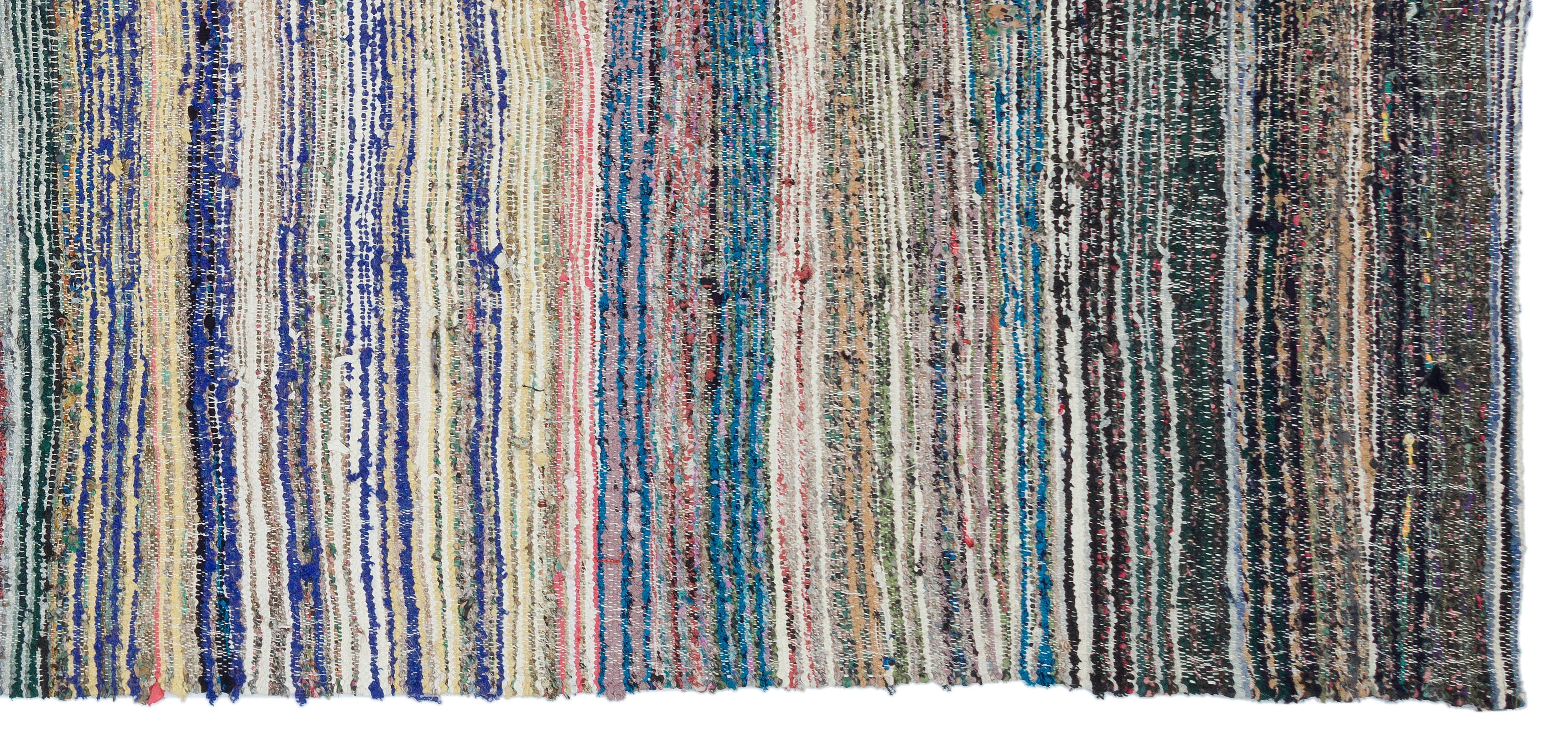 Girit Beige Striped Wool Handmade Area Rug 5'3" x 11'4"