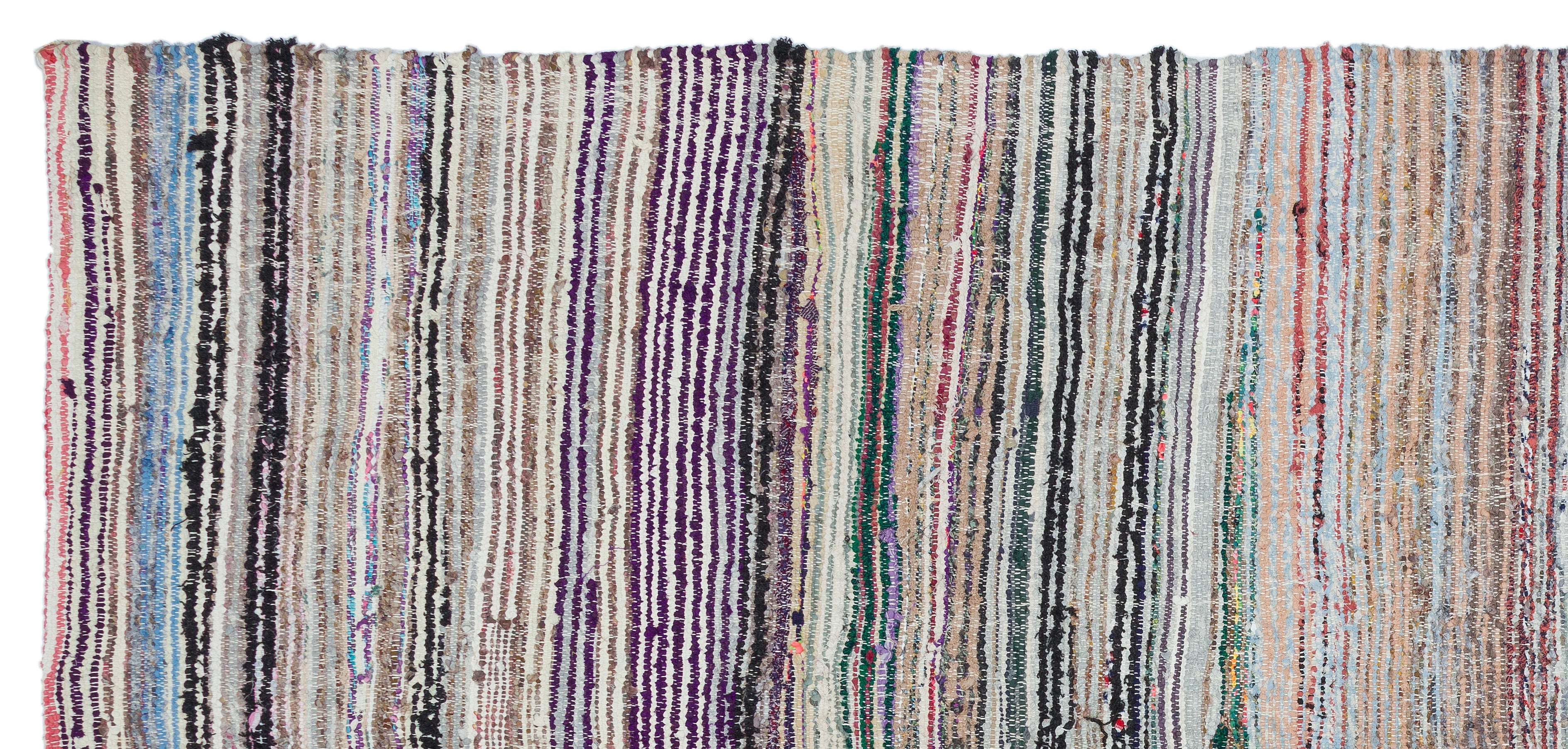 Girit Beige Striped Wool Handmade Area Rug 5'3" x 11'4"