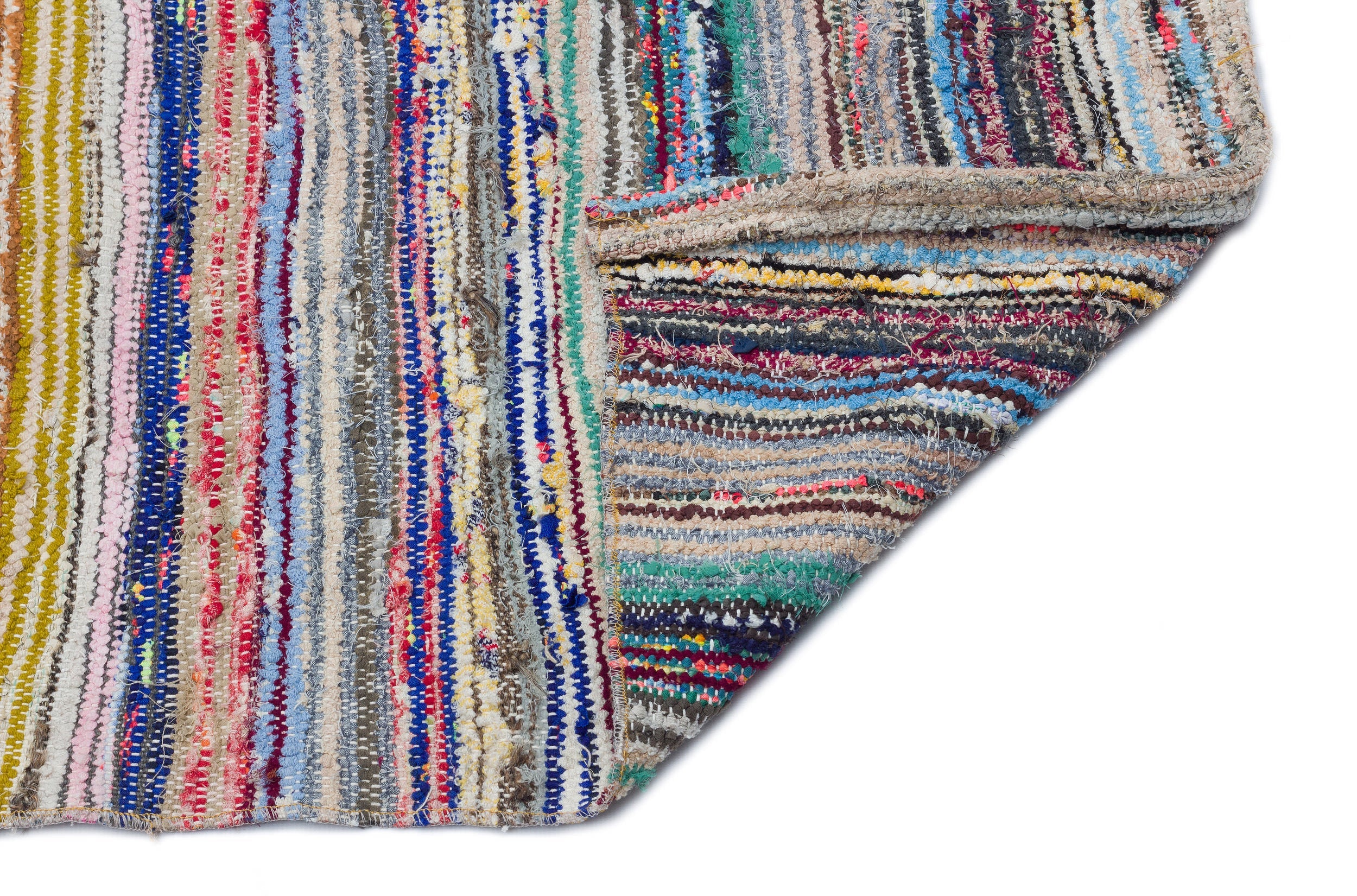 Girit Beige Striped Wool Handmade Area Rug 5'1" x 10'7"