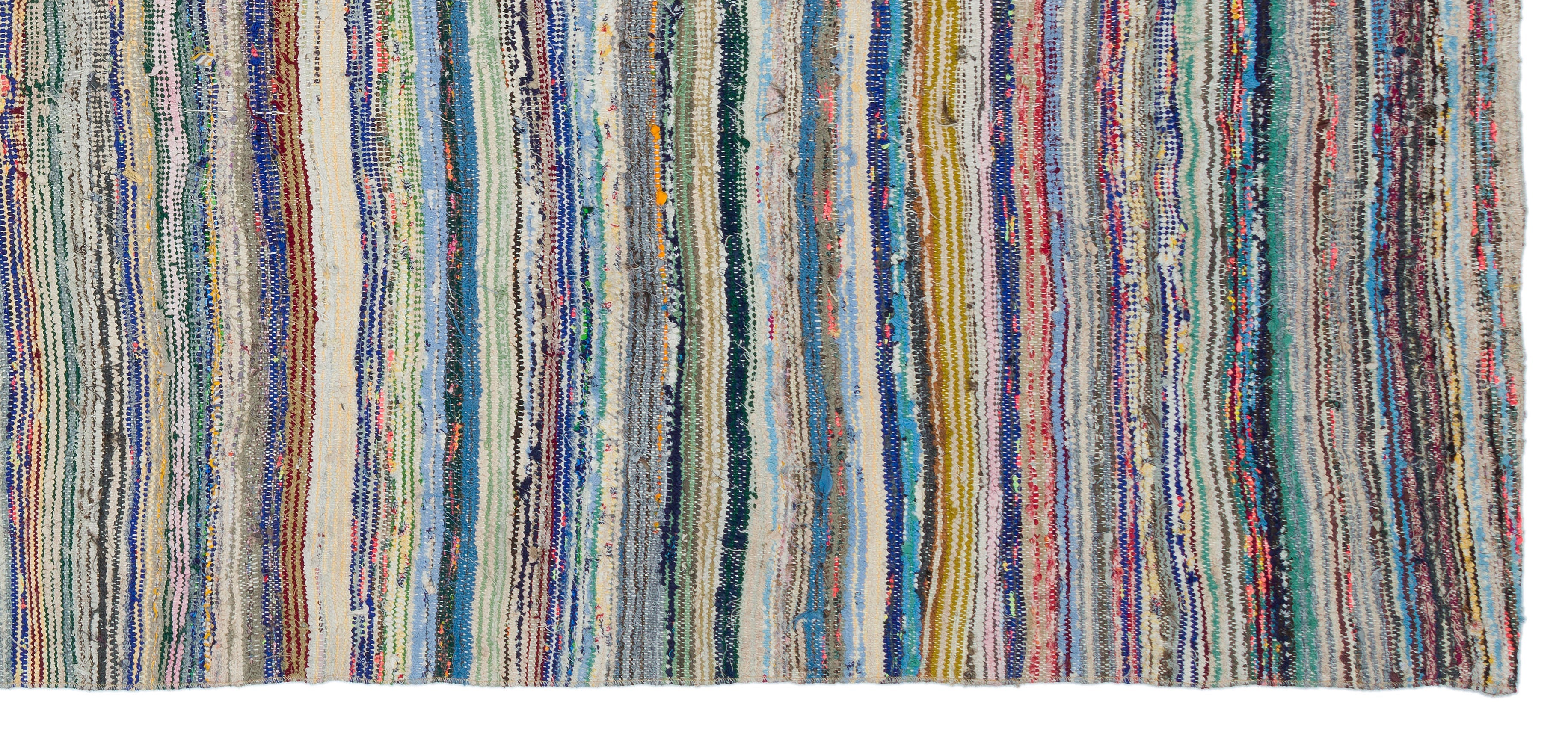 Girit Beige Striped Wool Handmade Area Rug 5'1" x 10'7"
