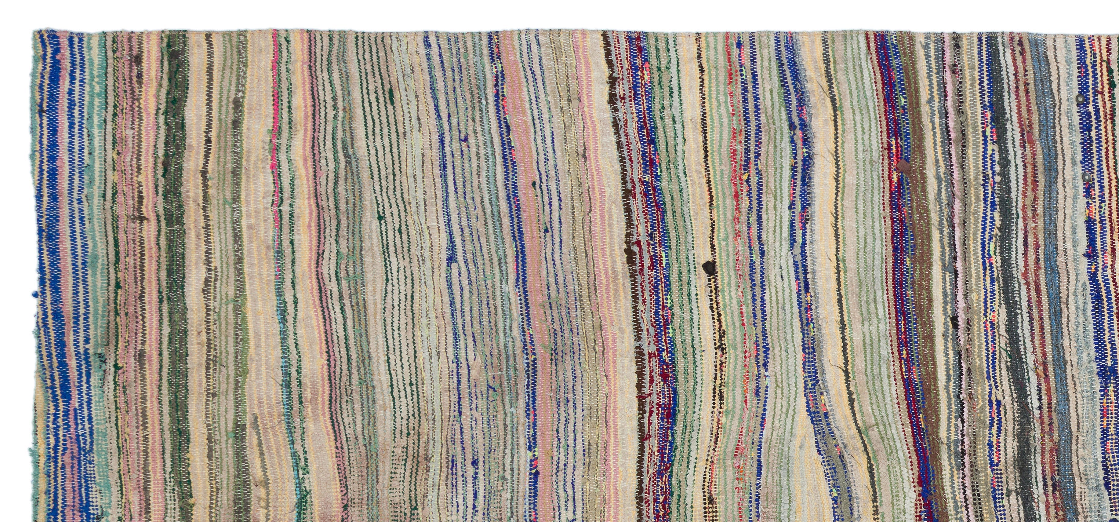 Girit Beige Striped Wool Handmade Area Rug 5'1" x 10'7"