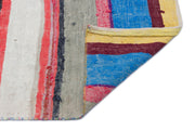 Girit Beige Striped Wool Handmade Area Rug 6'0" x 5'1"