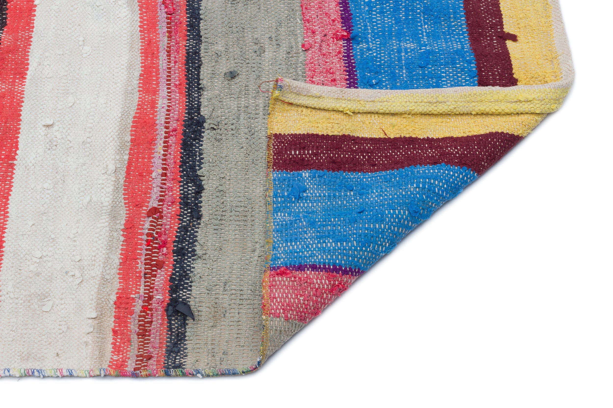 Girit Beige Striped Wool Handmade Area Rug 6'0" x 5'1"