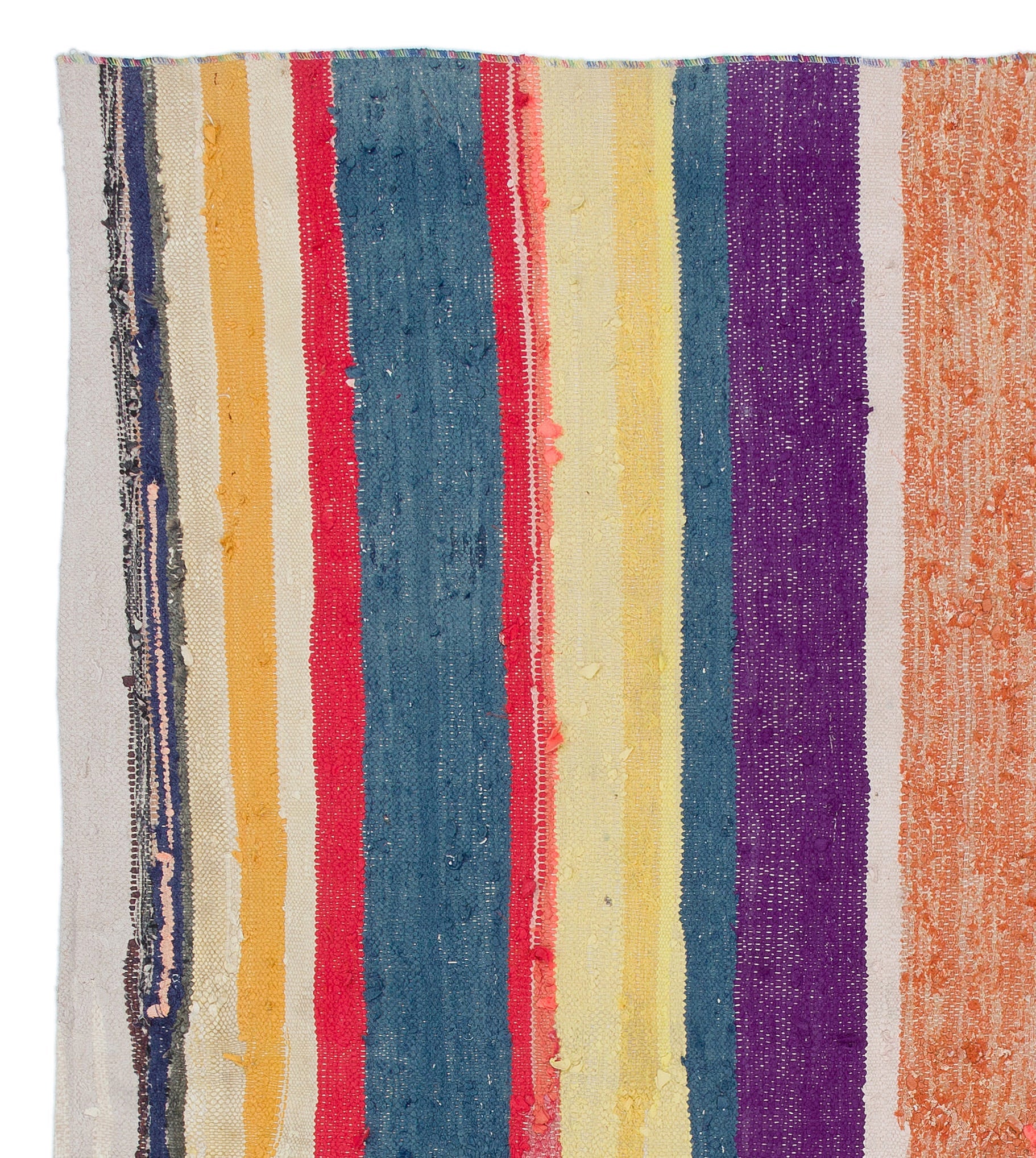 Girit Beige Striped Wool Handmade Area Rug 6'0" x 5'1"