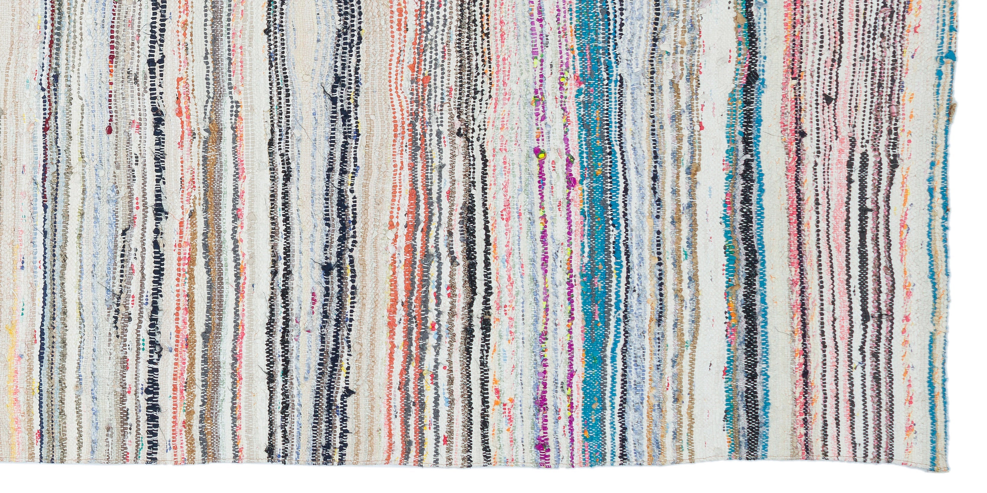 Girit Beige Striped Wool Handmade Area Rug 4'11" x 9'5"