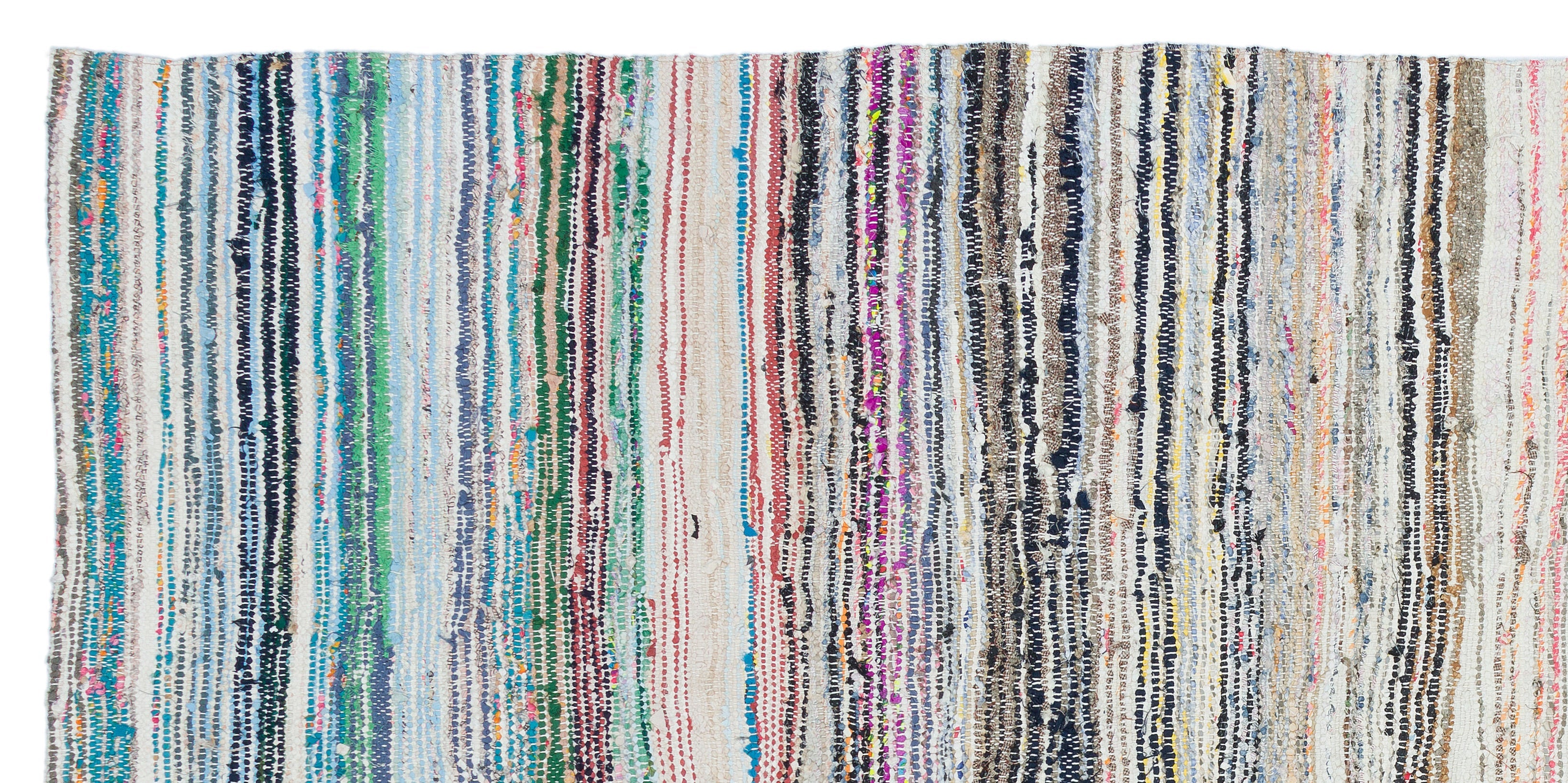 Girit Beige Striped Wool Handmade Area Rug 4'11" x 9'5"