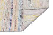 Girit Beige Striped Wool Handmade Area Rug 5'3" x 8'10"