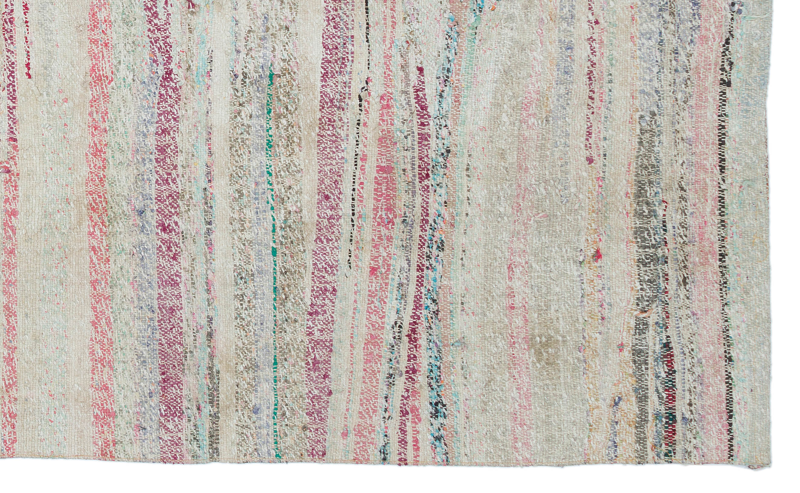 Girit Beige Striped Wool Handmade Area Rug 4'9" x 7'9"