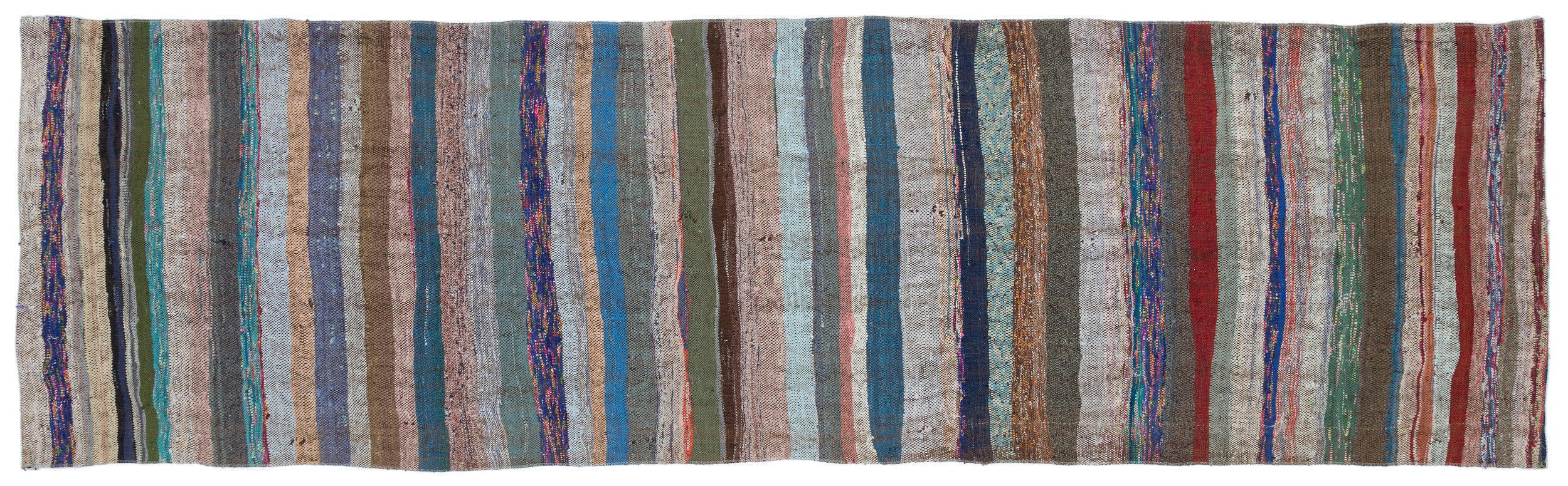 Girit Brown Striped Wool Handmade Area Rug 3'5" x 11'5"