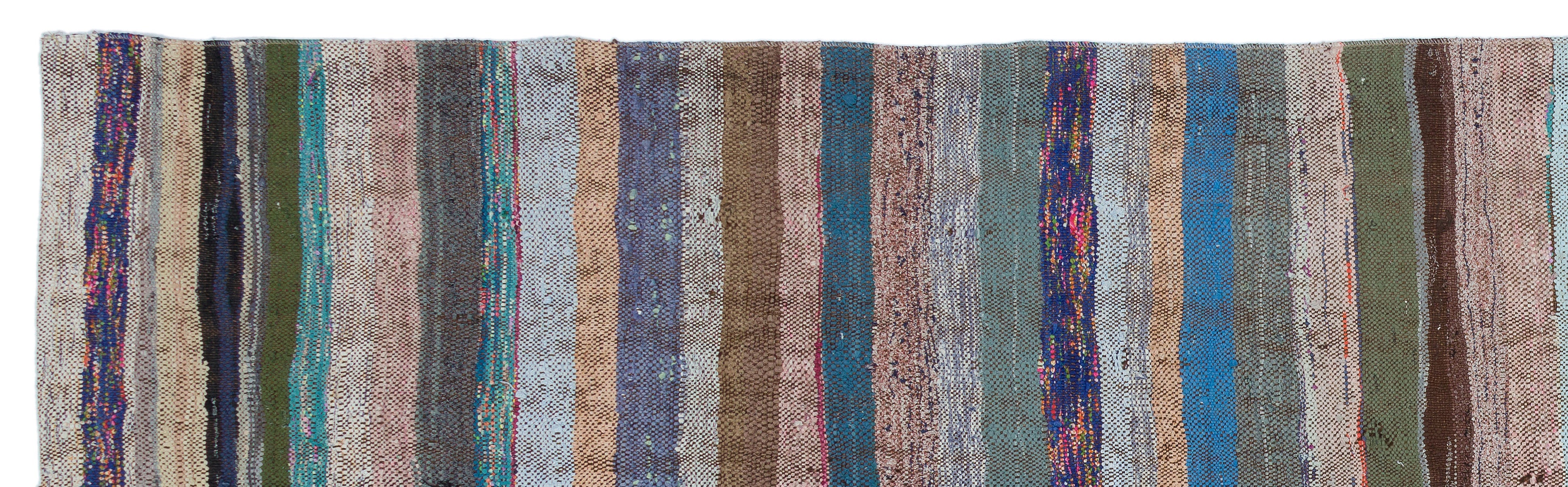 Girit Brown Striped Wool Handmade Area Rug 3'5" x 11'5"