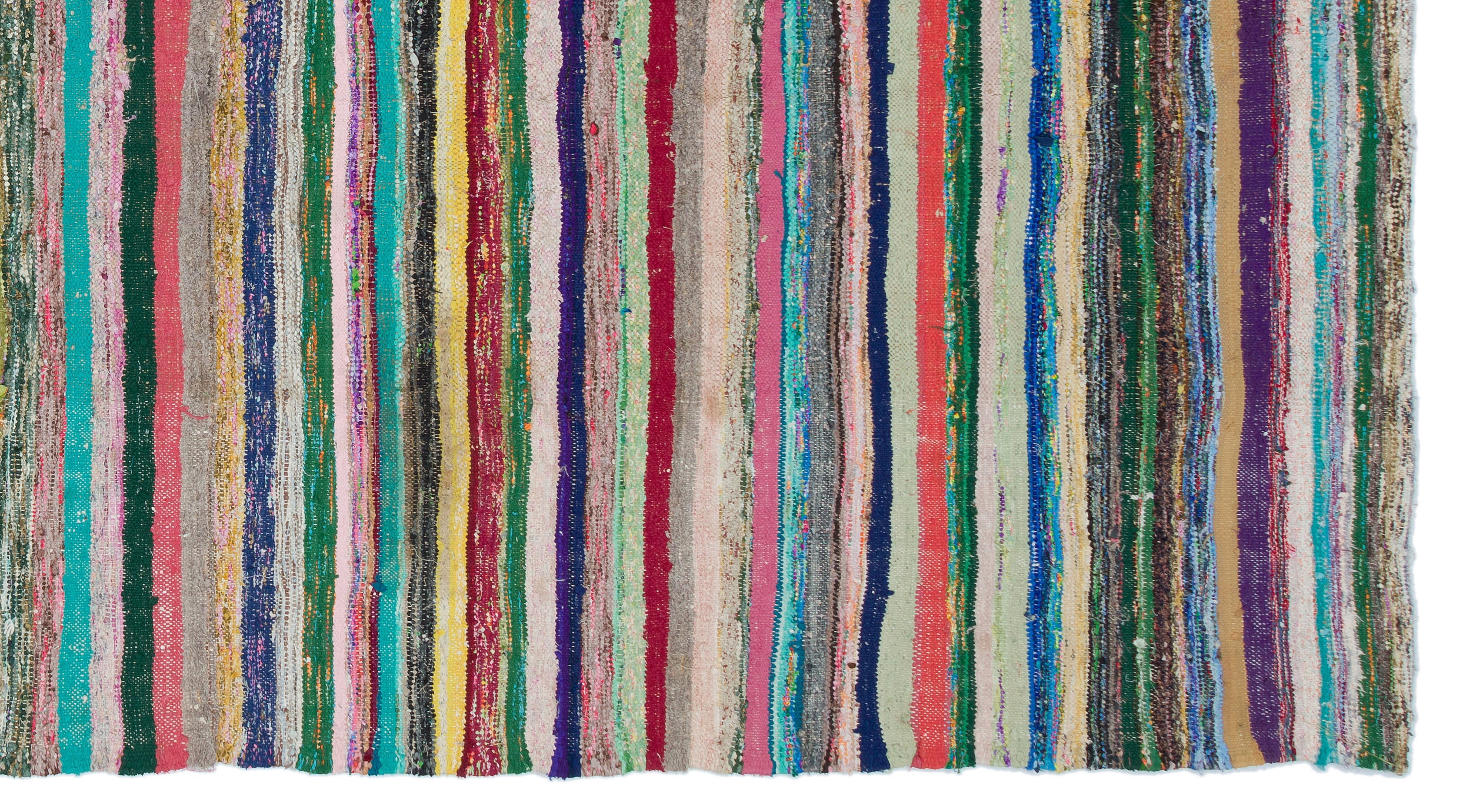 Girit Beige Striped Wool Handmade Area Rug 5'9" x 9'4"