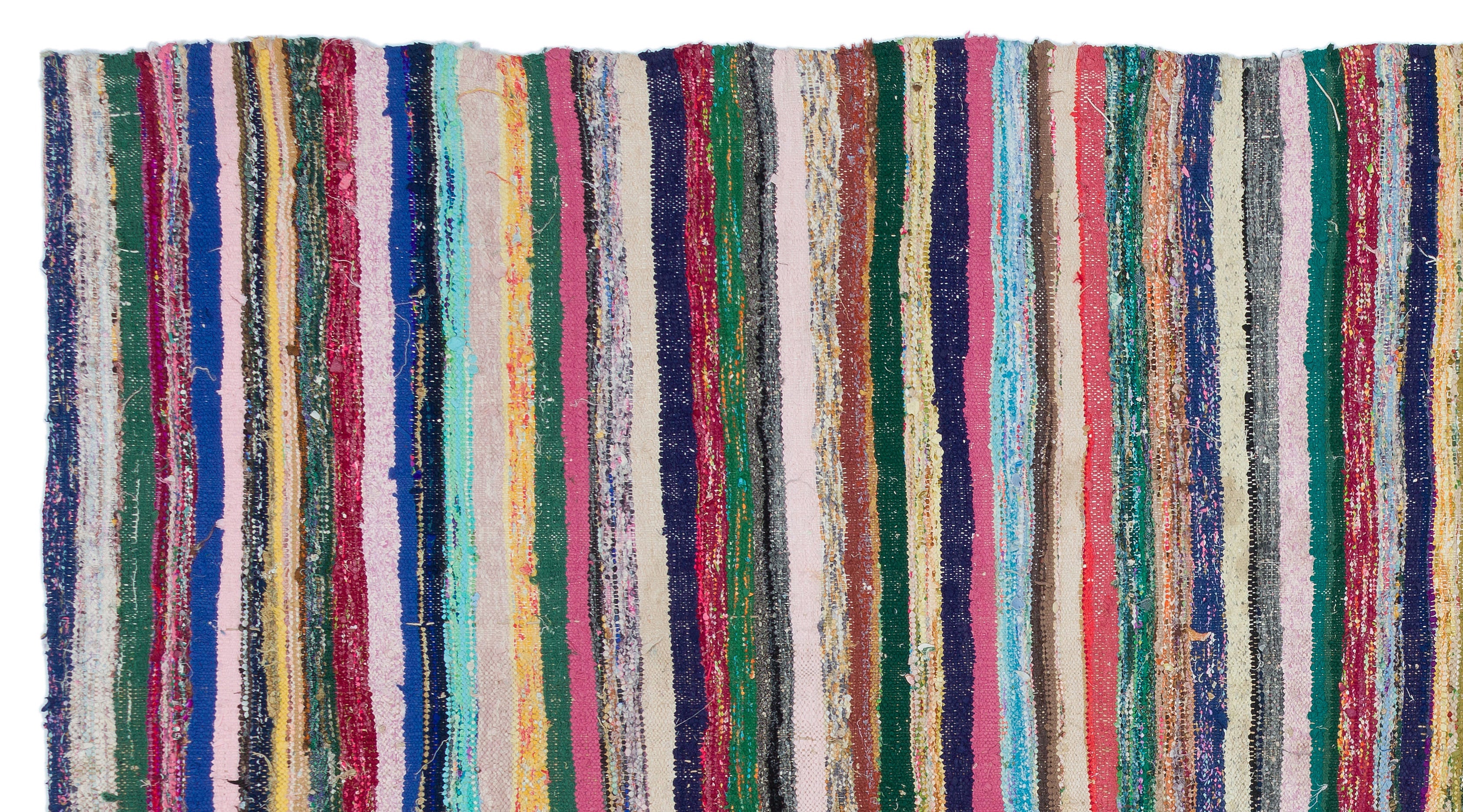 Girit Beige Striped Wool Handmade Area Rug 5'9" x 9'4"