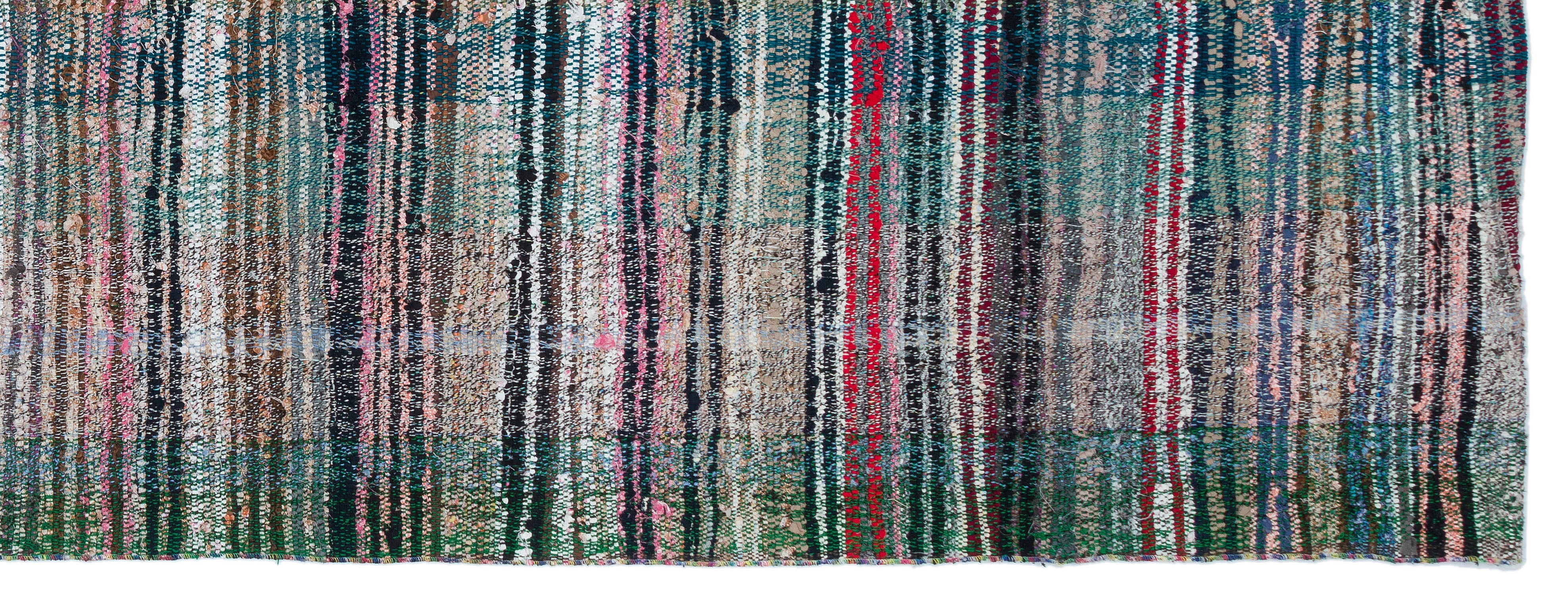 Girit Beige Striped Wool Handmade Area Rug 4'5" x 11'9"