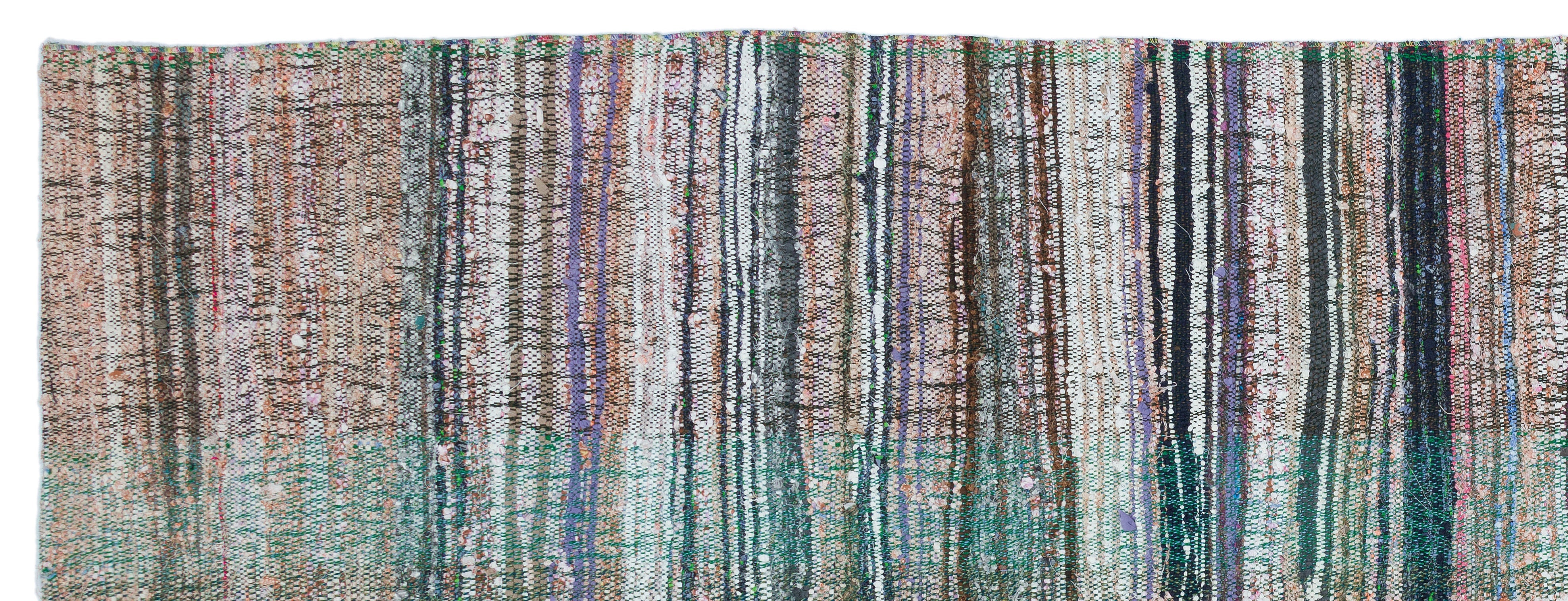 Girit Beige Striped Wool Handmade Area Rug 4'5" x 11'9"