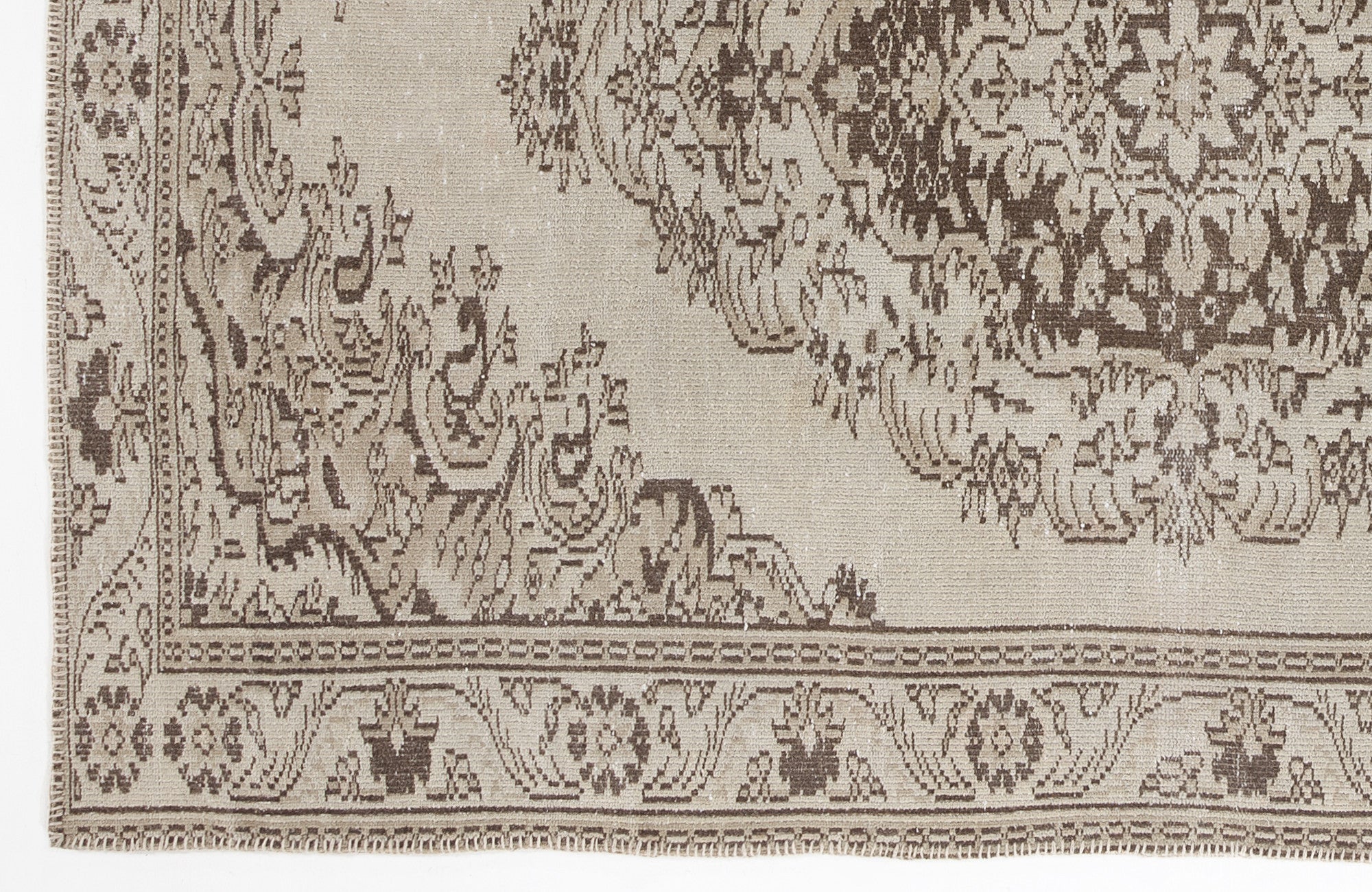 Atina Beige Vintage Wool Handmade Area Rug 5'11" x 8'9"