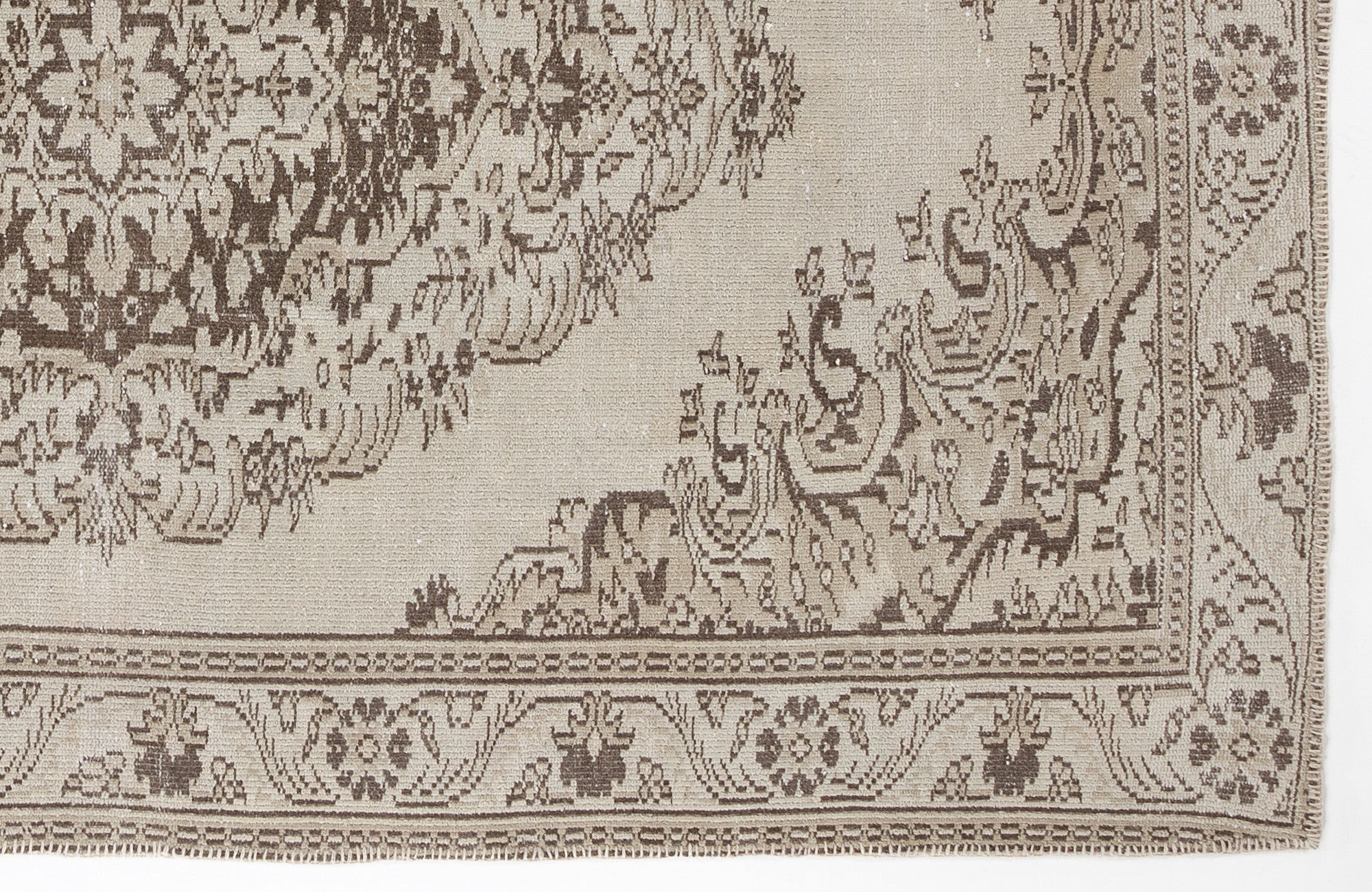 Atina Beige Vintage Wool Handmade Area Rug 5'11" x 8'9"
