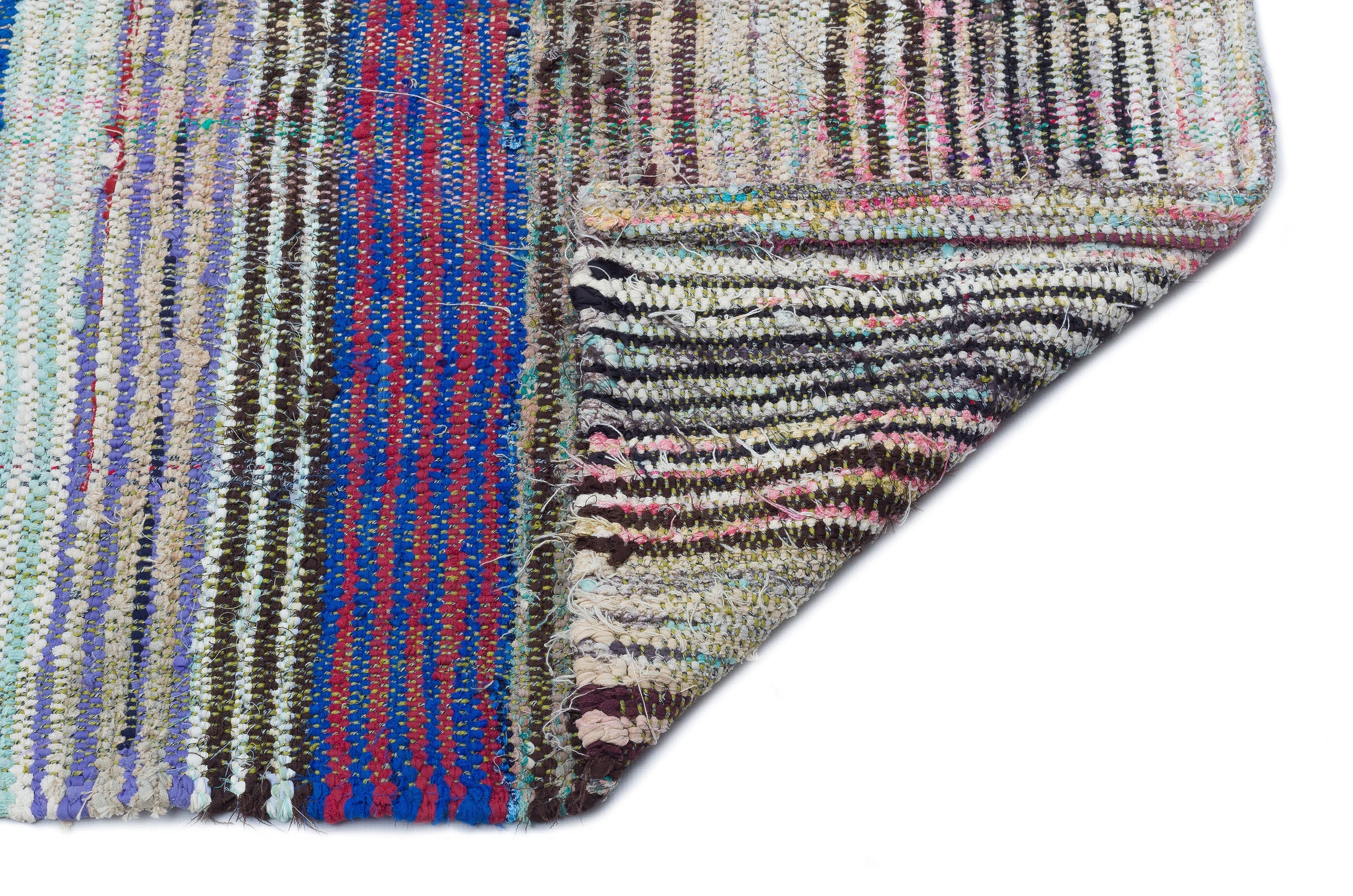 Girit Beige Striped Wool Handmade Area Rug 5'7" x 8'5"
