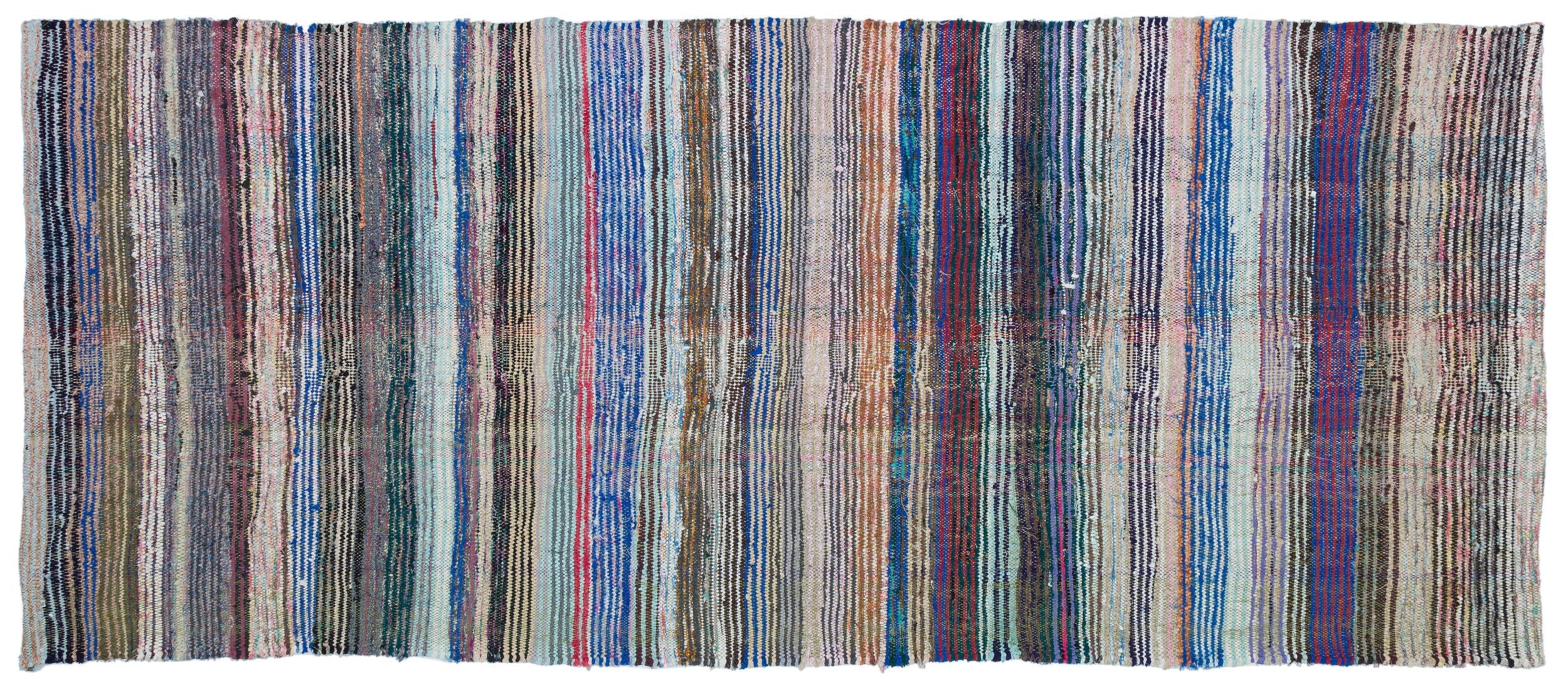 Girit Beige Striped Wool Handmade Area Rug 5'7" x 8'5"