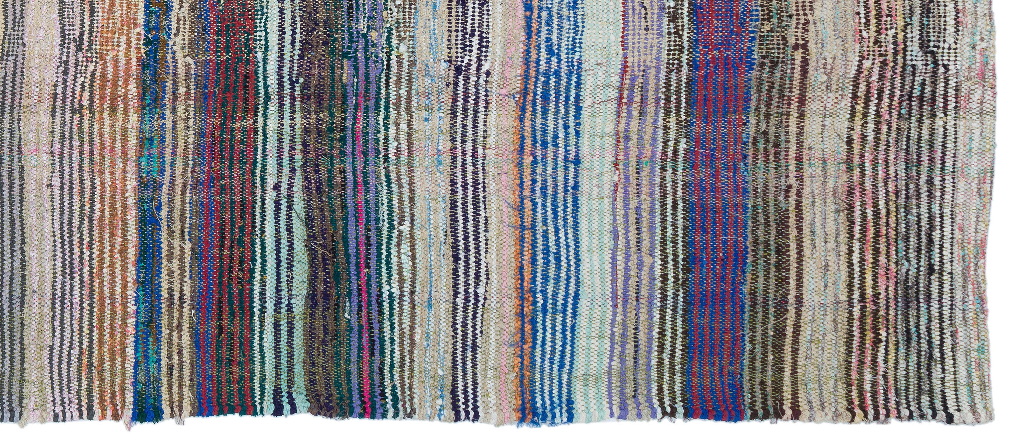 Girit Beige Striped Wool Handmade Area Rug 5'7" x 8'5"