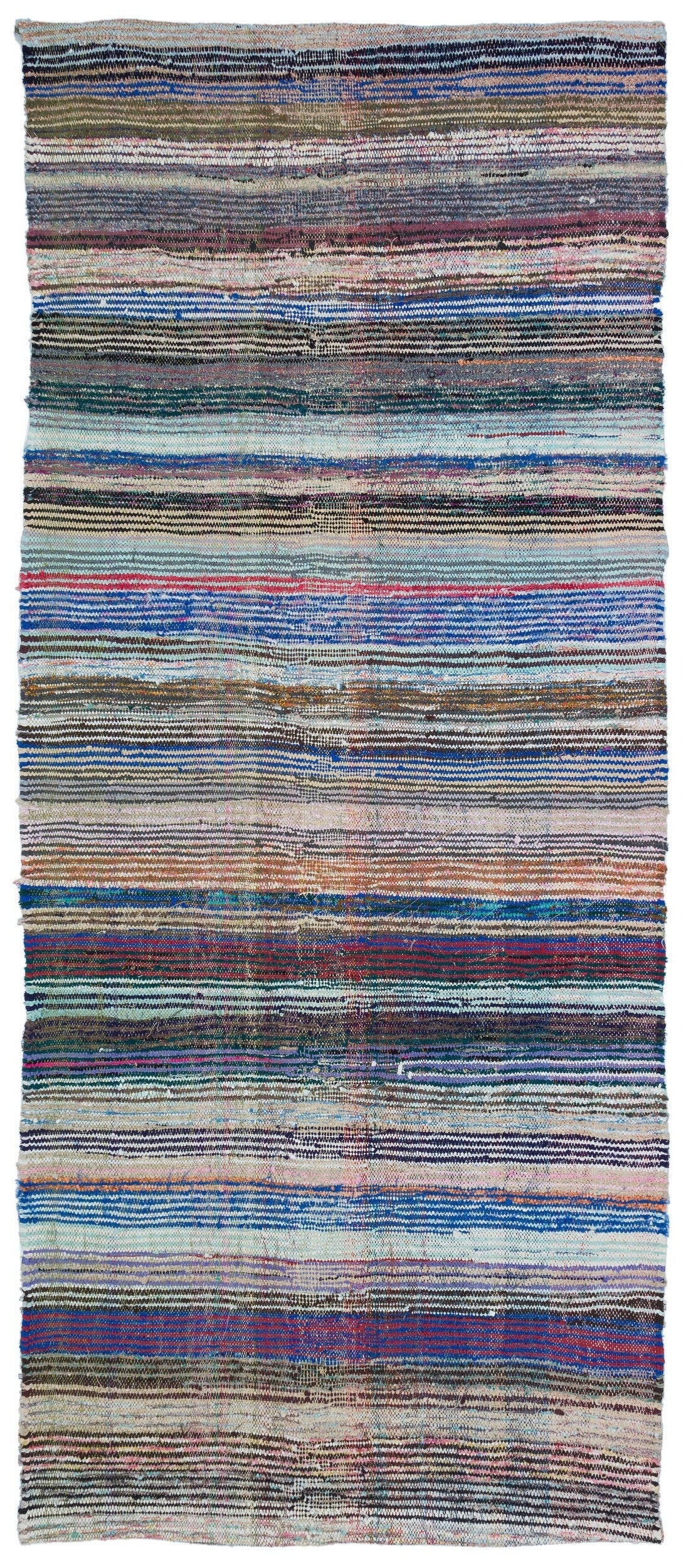 Girit Beige Striped Wool Handmade Area Rug 5'7" x 8'5"