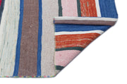 Girit Beige Striped Wool Handmade Area Rug 4'9" x 10'9"