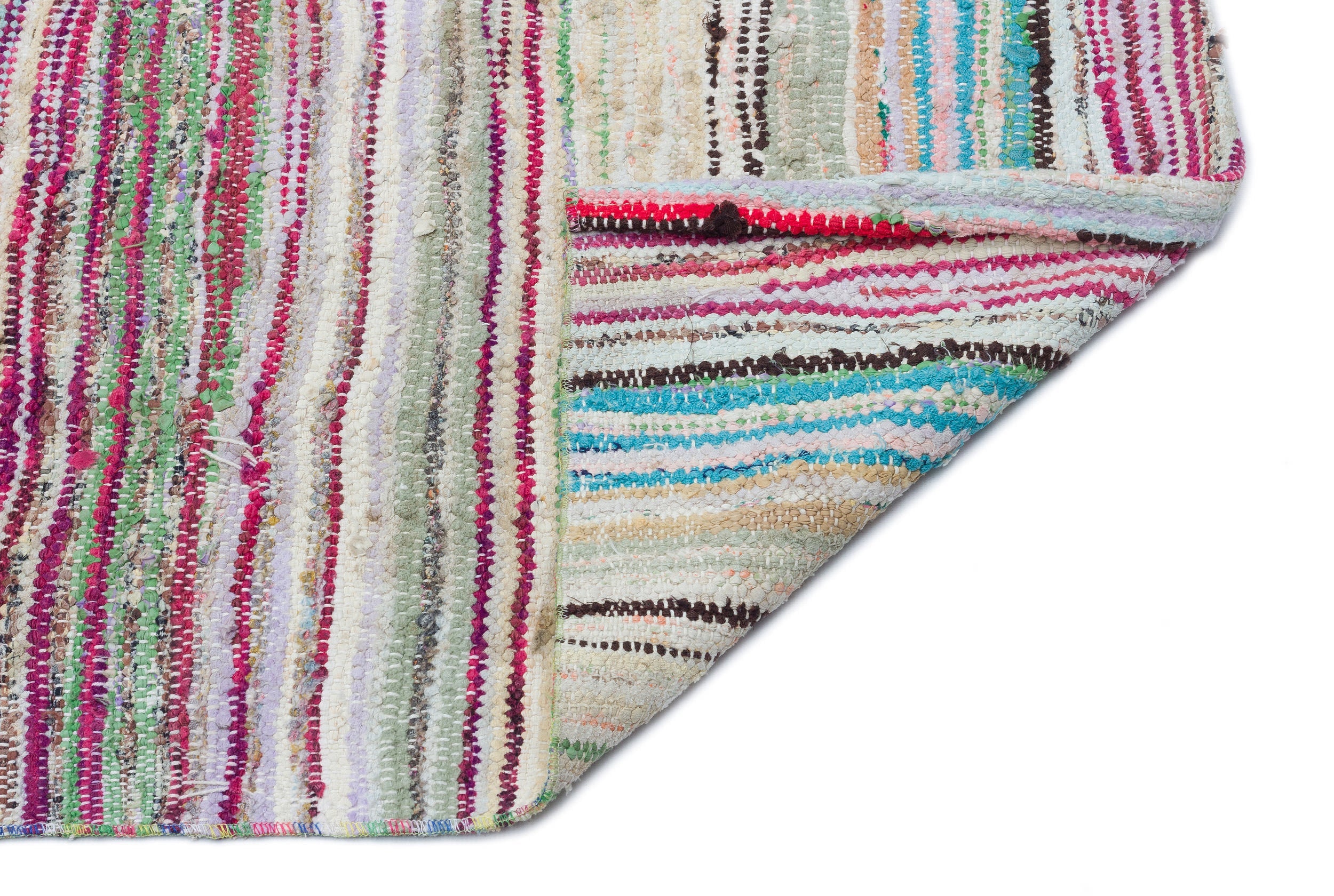 Girit Beige Striped Wool Handmade Area Rug 5'1" x 9'7"