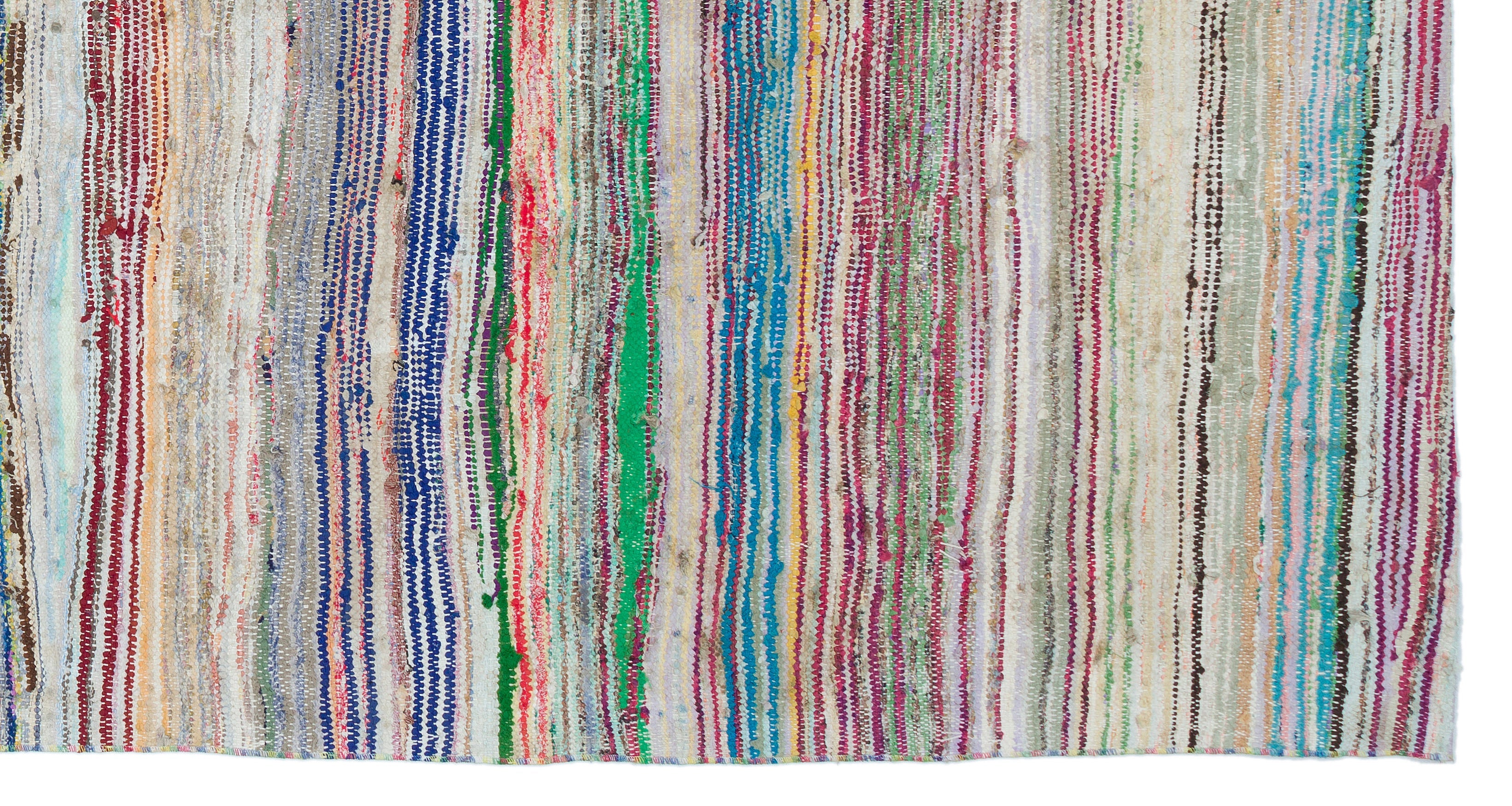 Girit Beige Striped Wool Handmade Area Rug 5'1" x 9'7"
