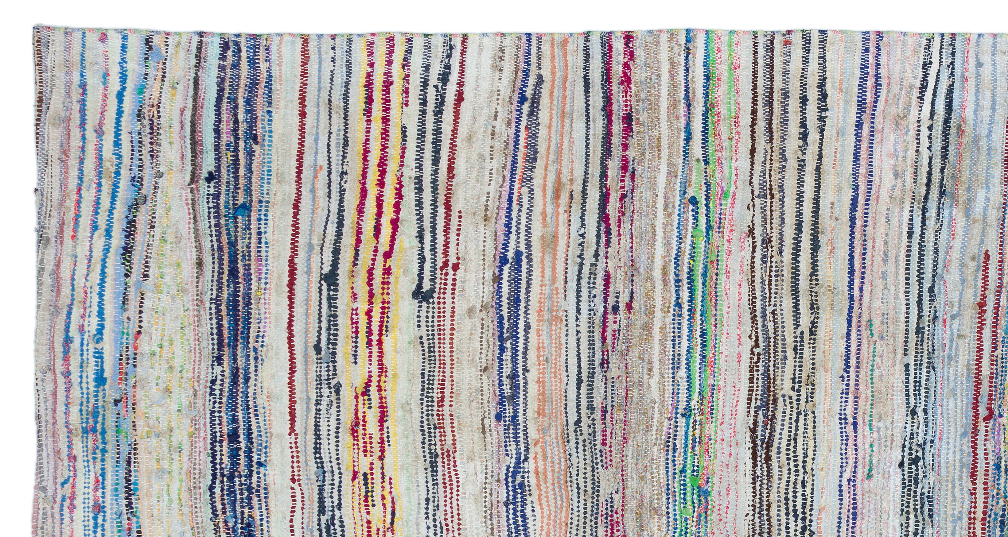 Girit Beige Striped Wool Handmade Area Rug 5'1" x 9'7"