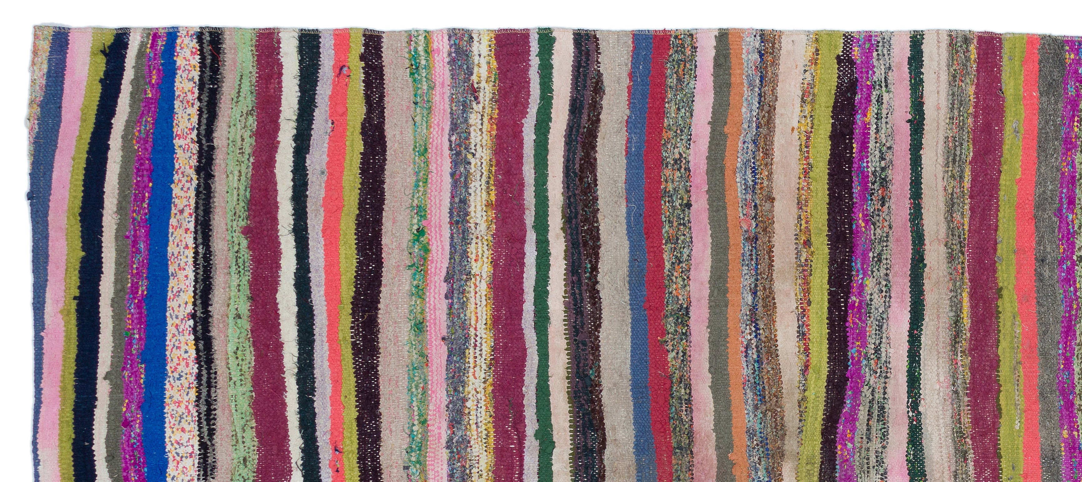 Girit Beige Striped Wool Handmade Area Rug 5'11" x 7'11"