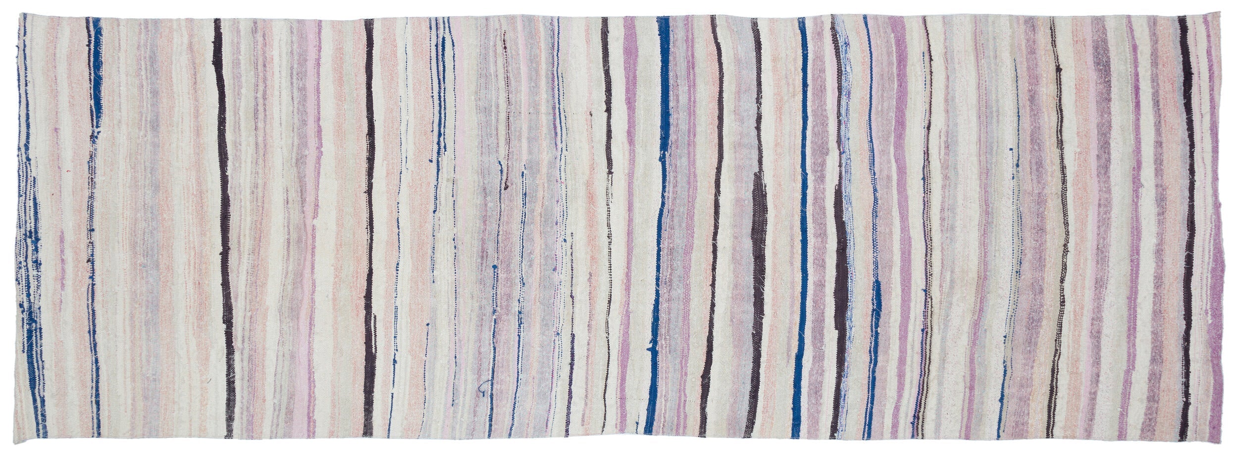 Girit Beige Striped Wool Handmade Area Rug 4'4" x 12'2"