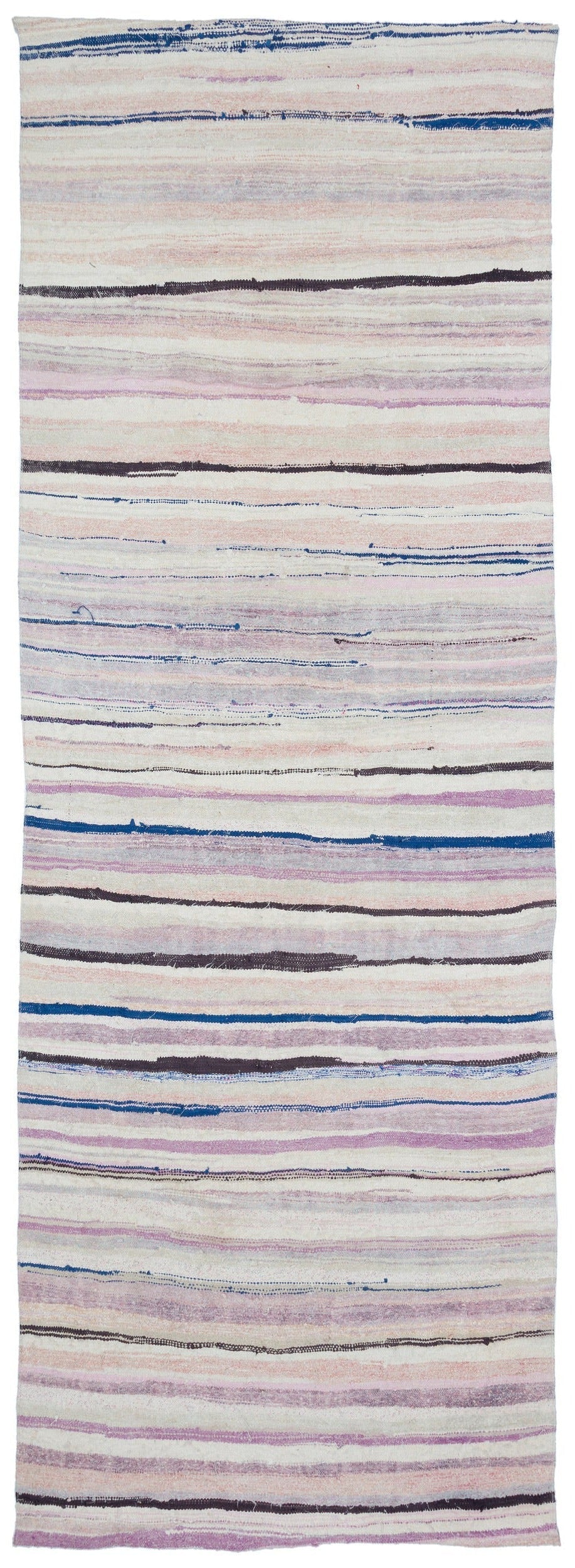 Girit Beige Striped Wool Handmade Area Rug 4'4" x 12'2"
