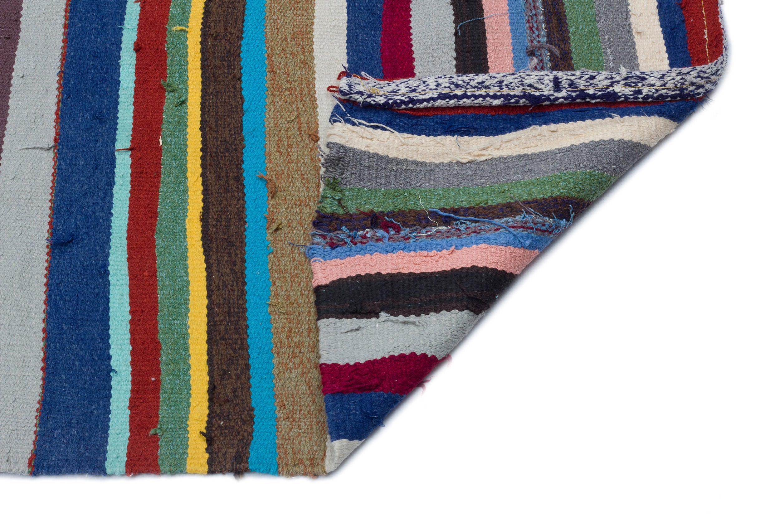 Girit Beige Striped Wool Handmade Area Rug 5'9" x 9'5"