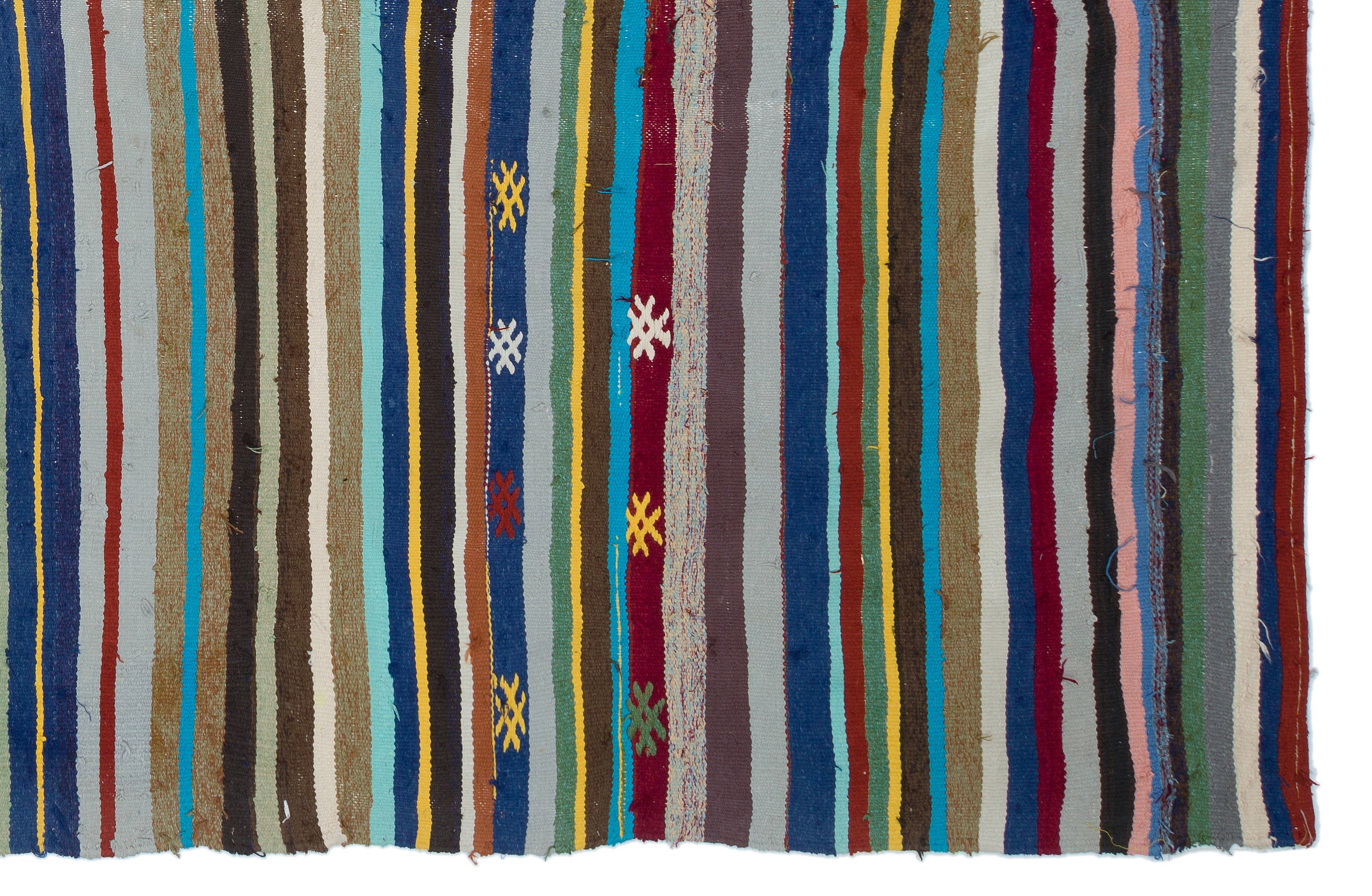 Girit Beige Striped Wool Handmade Area Rug 5'9" x 9'5"