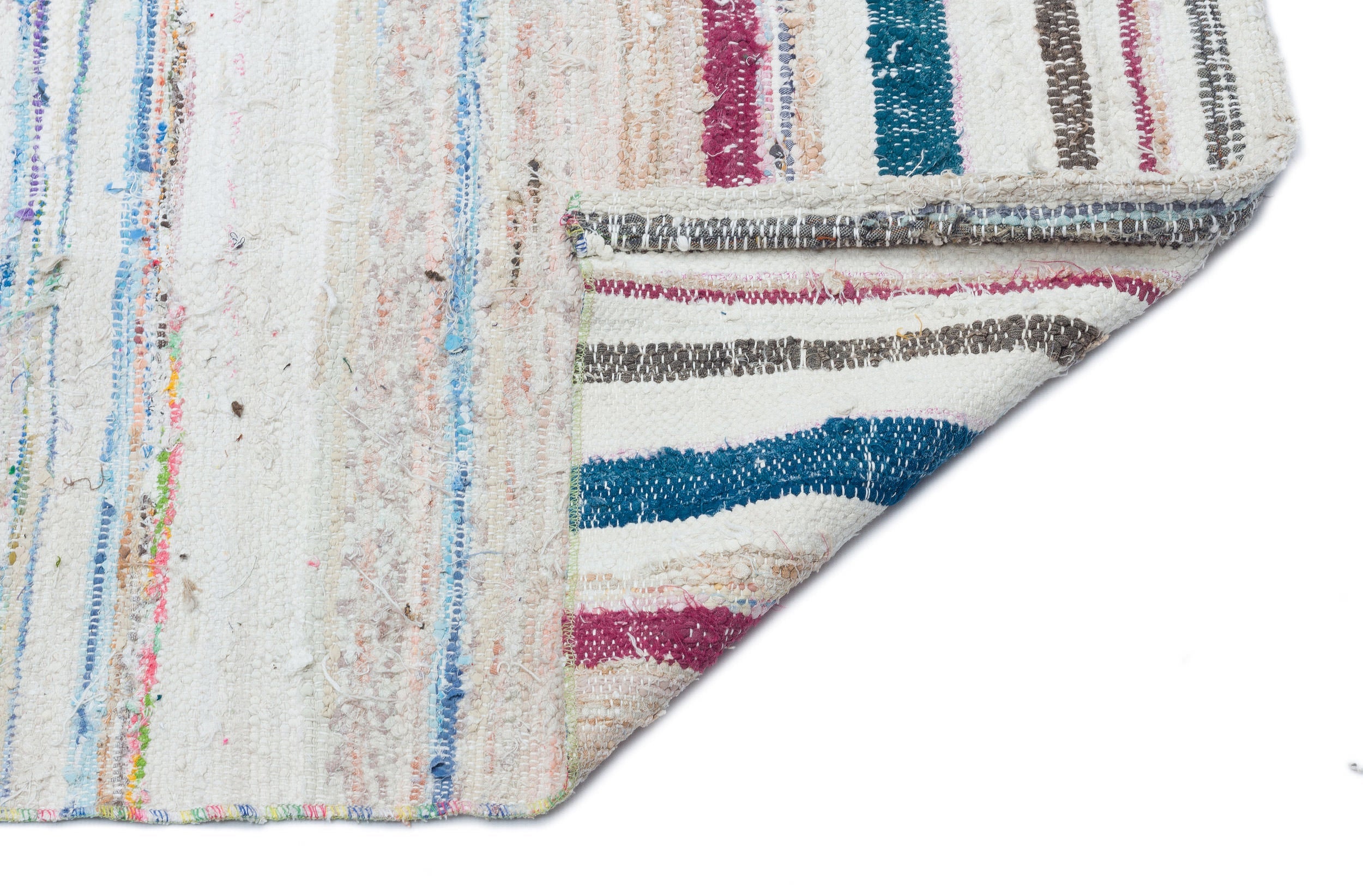 Girit Beige Striped Wool Handmade Area Rug 5'5" x 10'8"