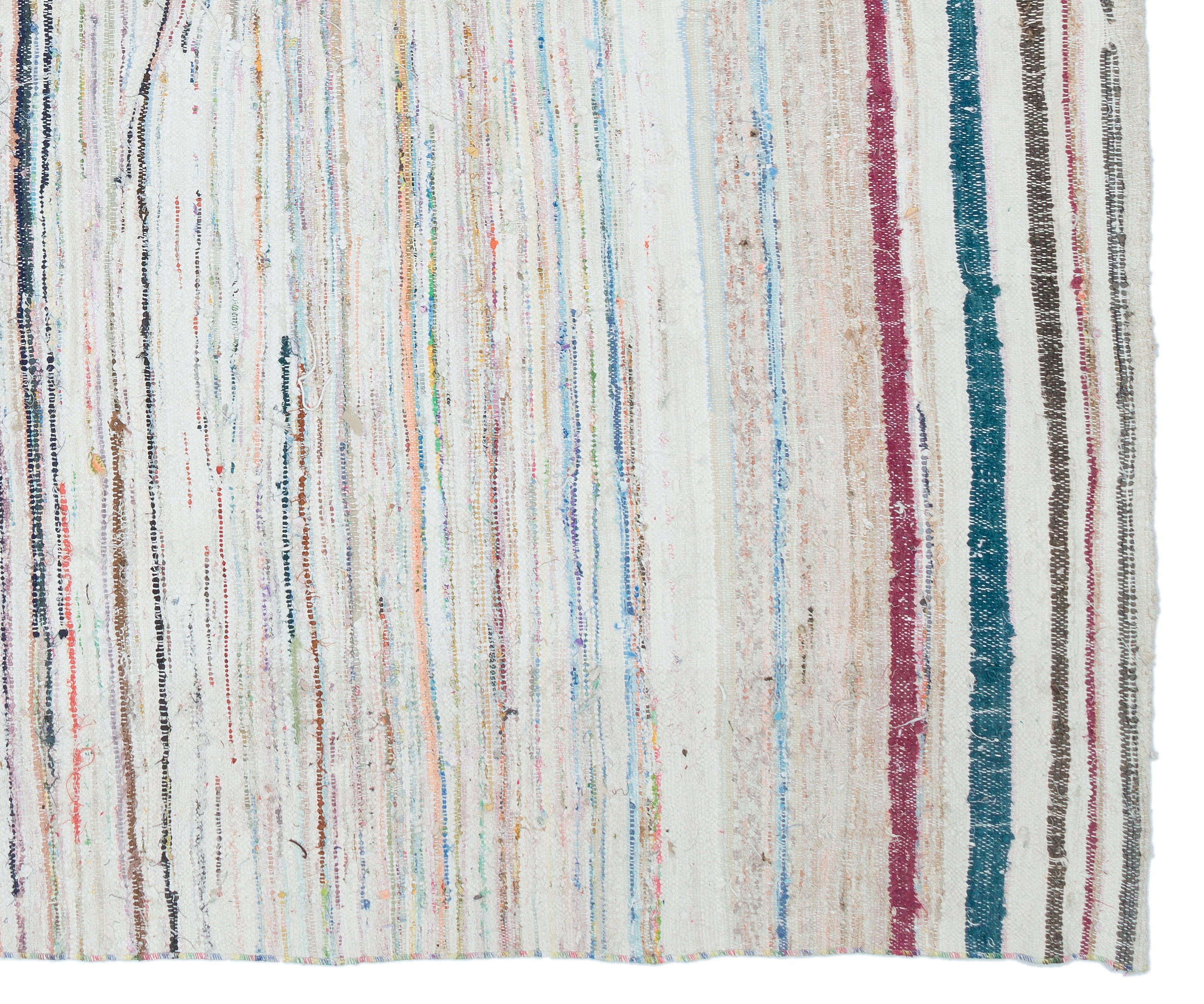 Girit Beige Striped Wool Handmade Area Rug 5'5" x 10'8"
