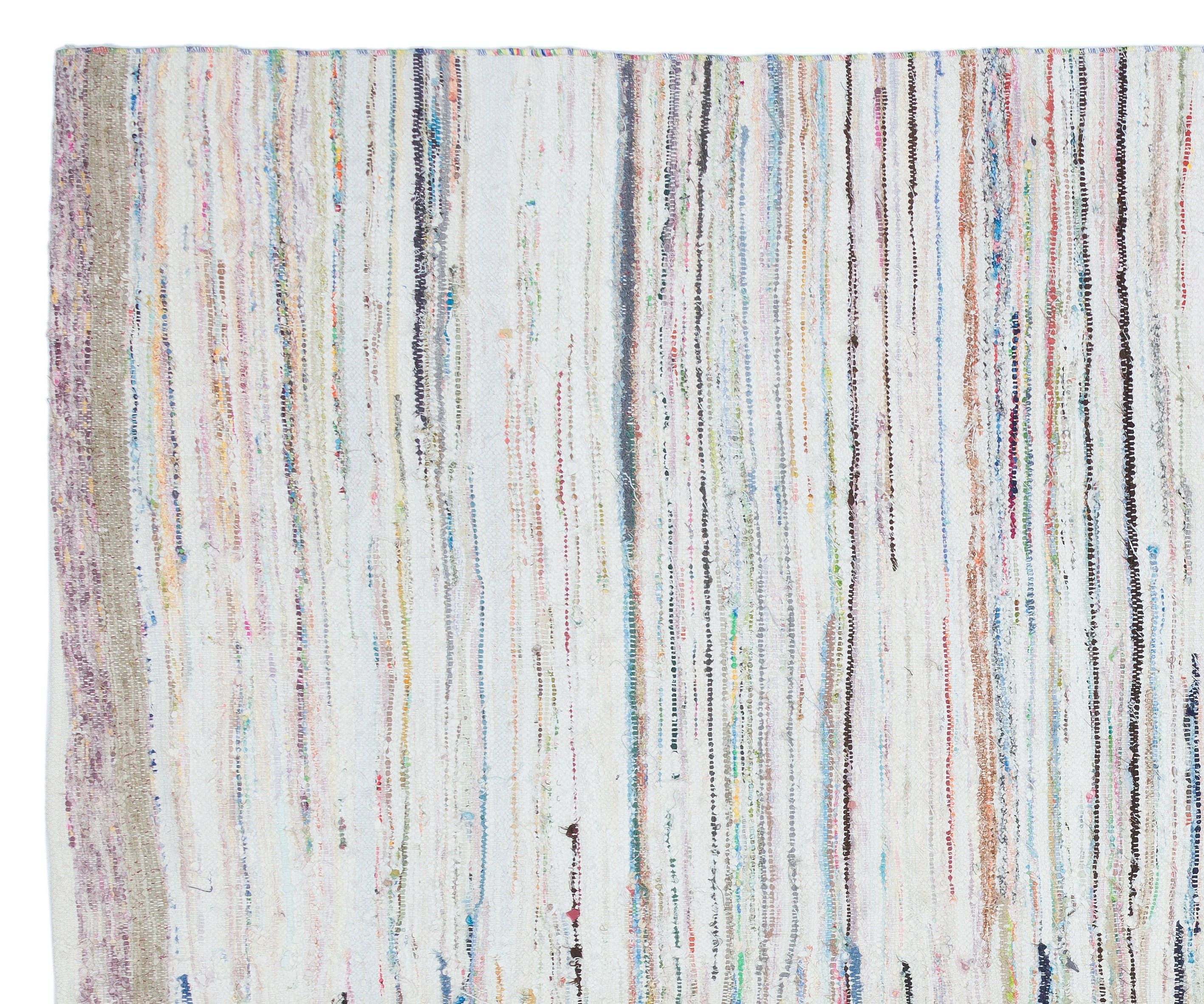 Girit Beige Striped Wool Handmade Area Rug 5'5" x 10'8"