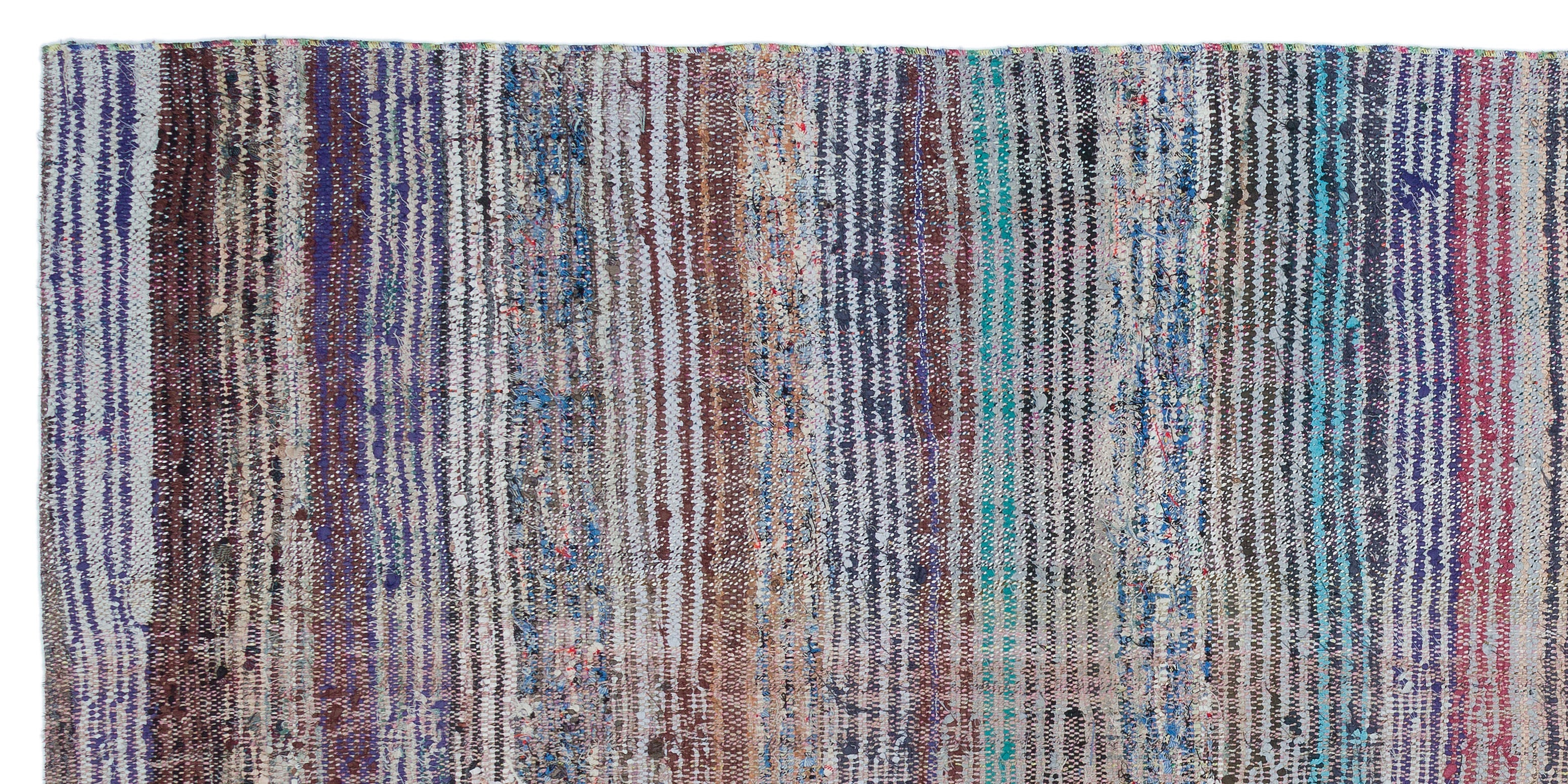 Girit Beige Striped Wool Handmade Area Rug 4'6" x 9'3"