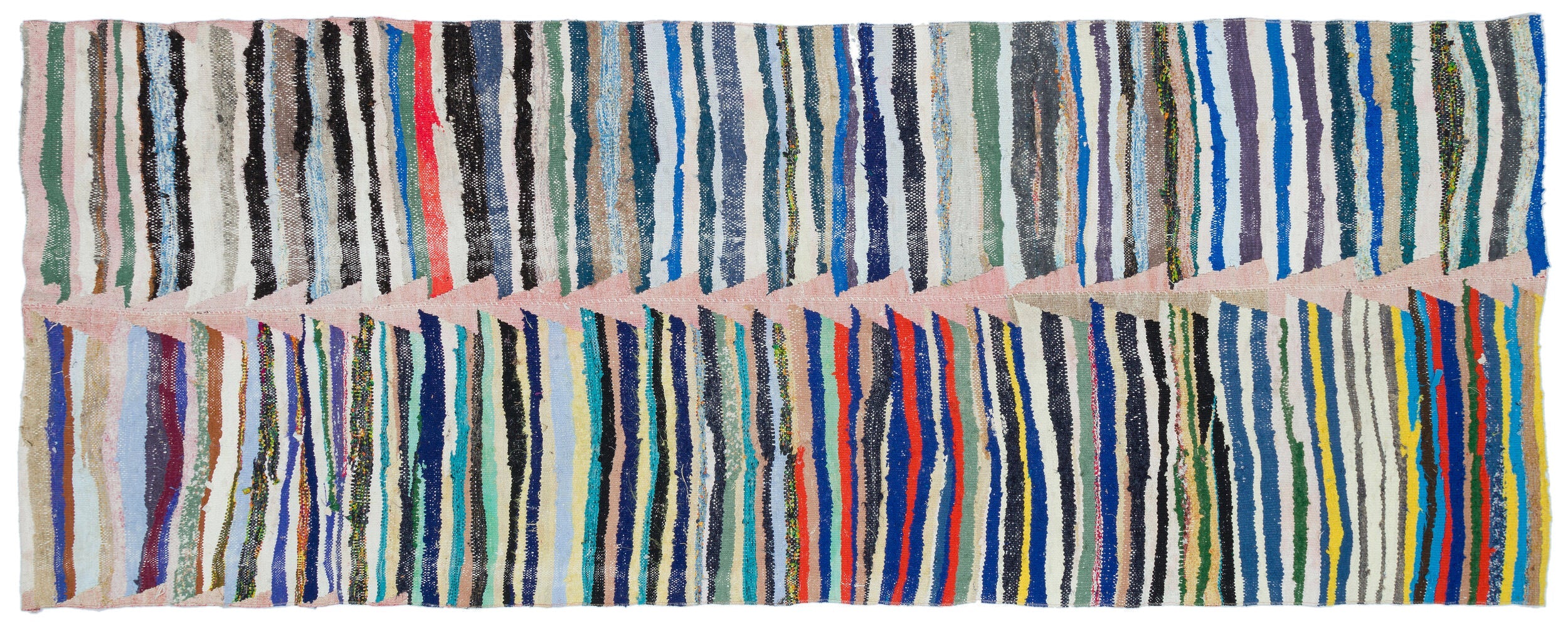 Girit Beige Striped Wool Handmade Area Rug 4'0" x 10'5"