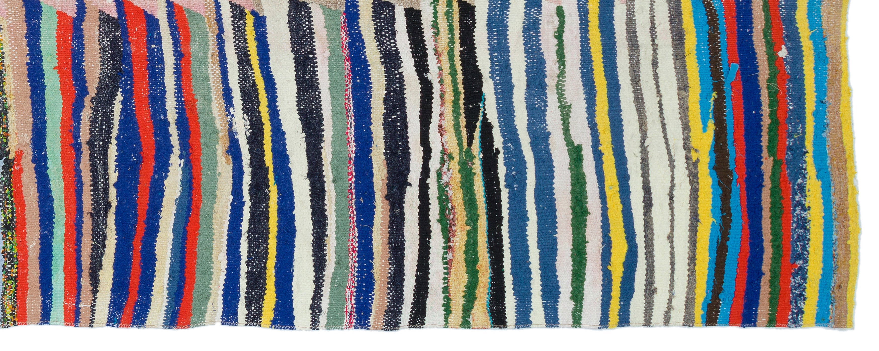 Girit Beige Striped Wool Handmade Area Rug 4'0" x 10'5"
