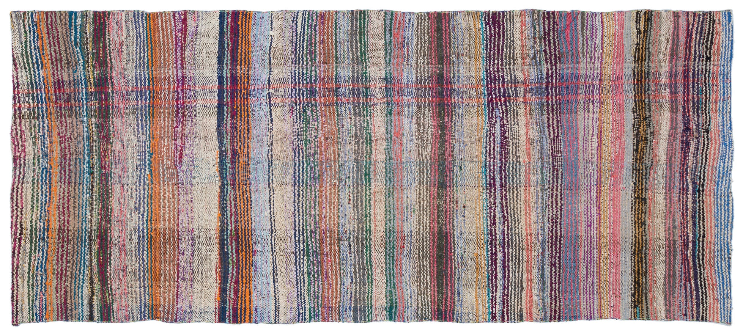 Girit Beige Striped Wool Handmade Area Rug 4'2" x 9'10"
