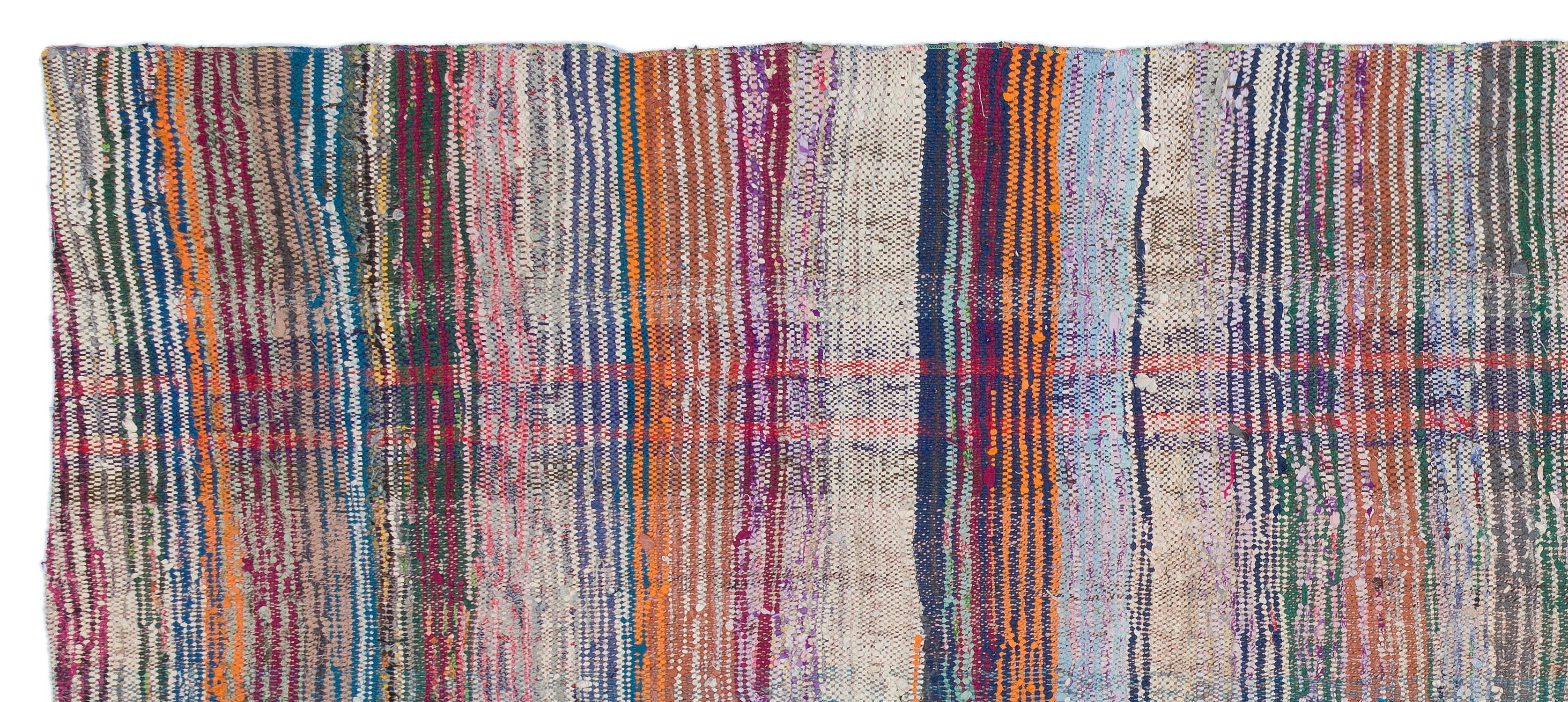 Girit Beige Striped Wool Handmade Area Rug 4'2" x 9'10"