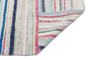 Girit Beige Striped Wool Handmade Area Rug 5'1" x 5'2"