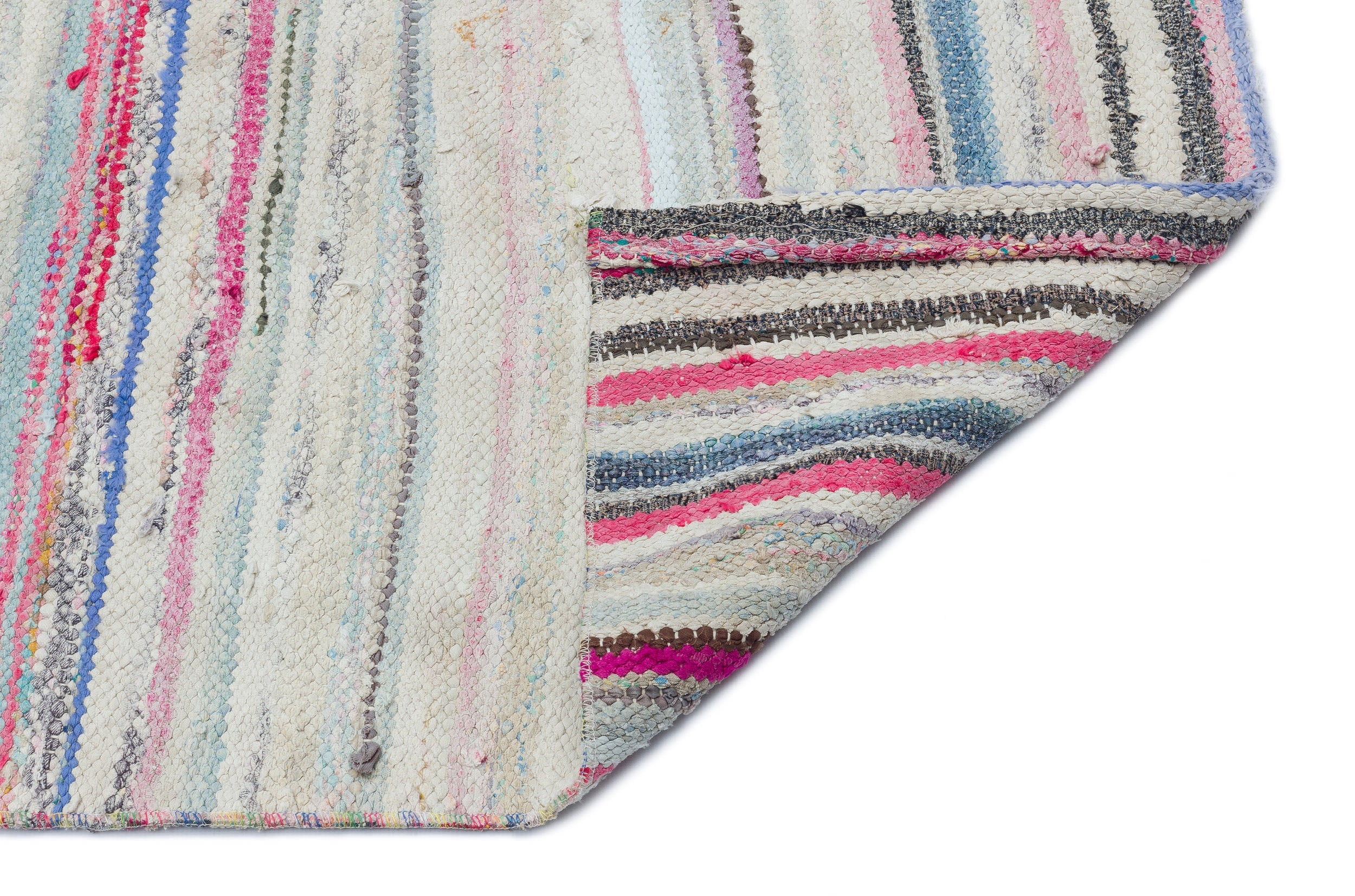 Girit Beige Striped Wool Handmade Area Rug 4'9" x 8'2"